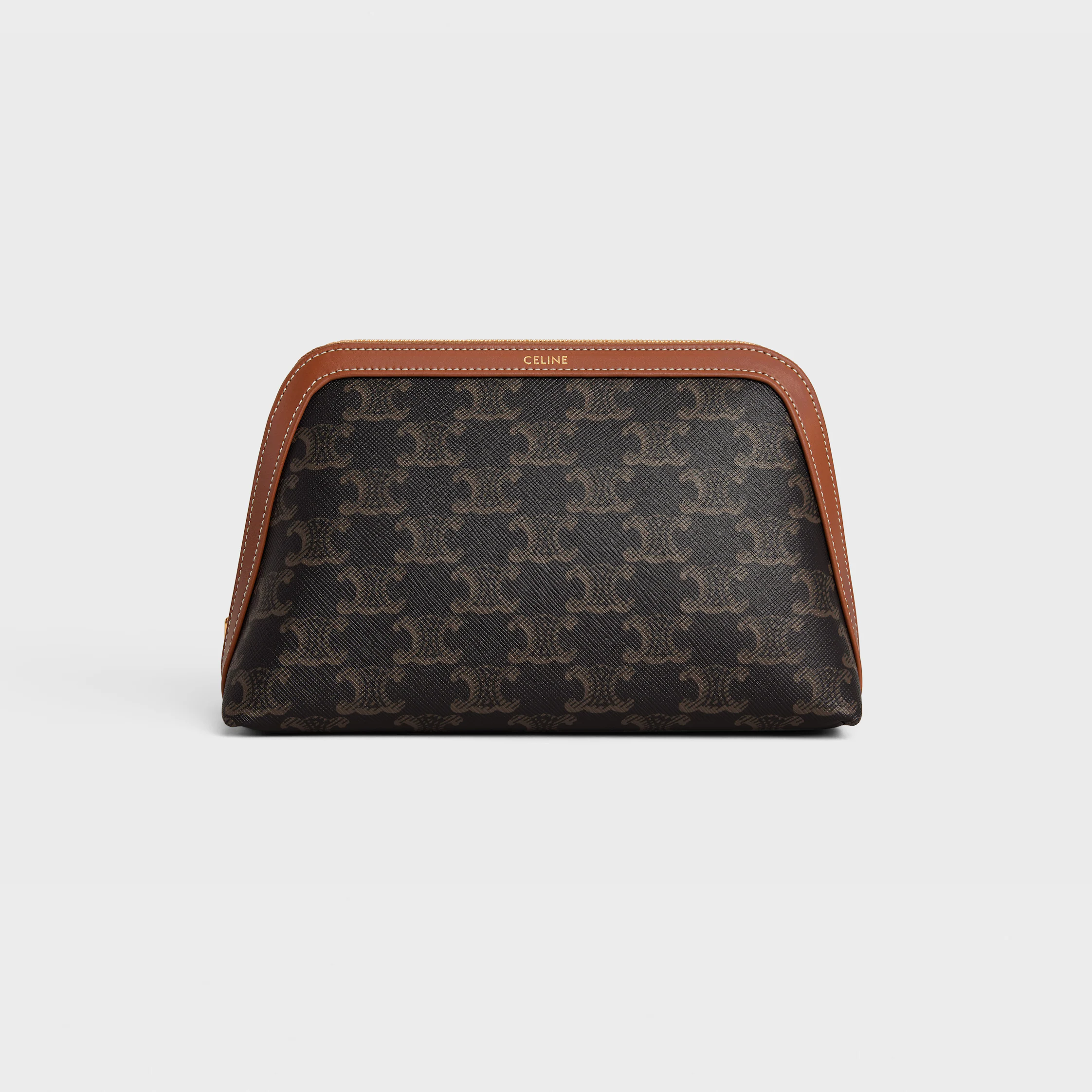 BOLSA DE MAQUILLAJE MEDIANA EN TELA TRIOMPHE Y CUERO DE TERNERA
