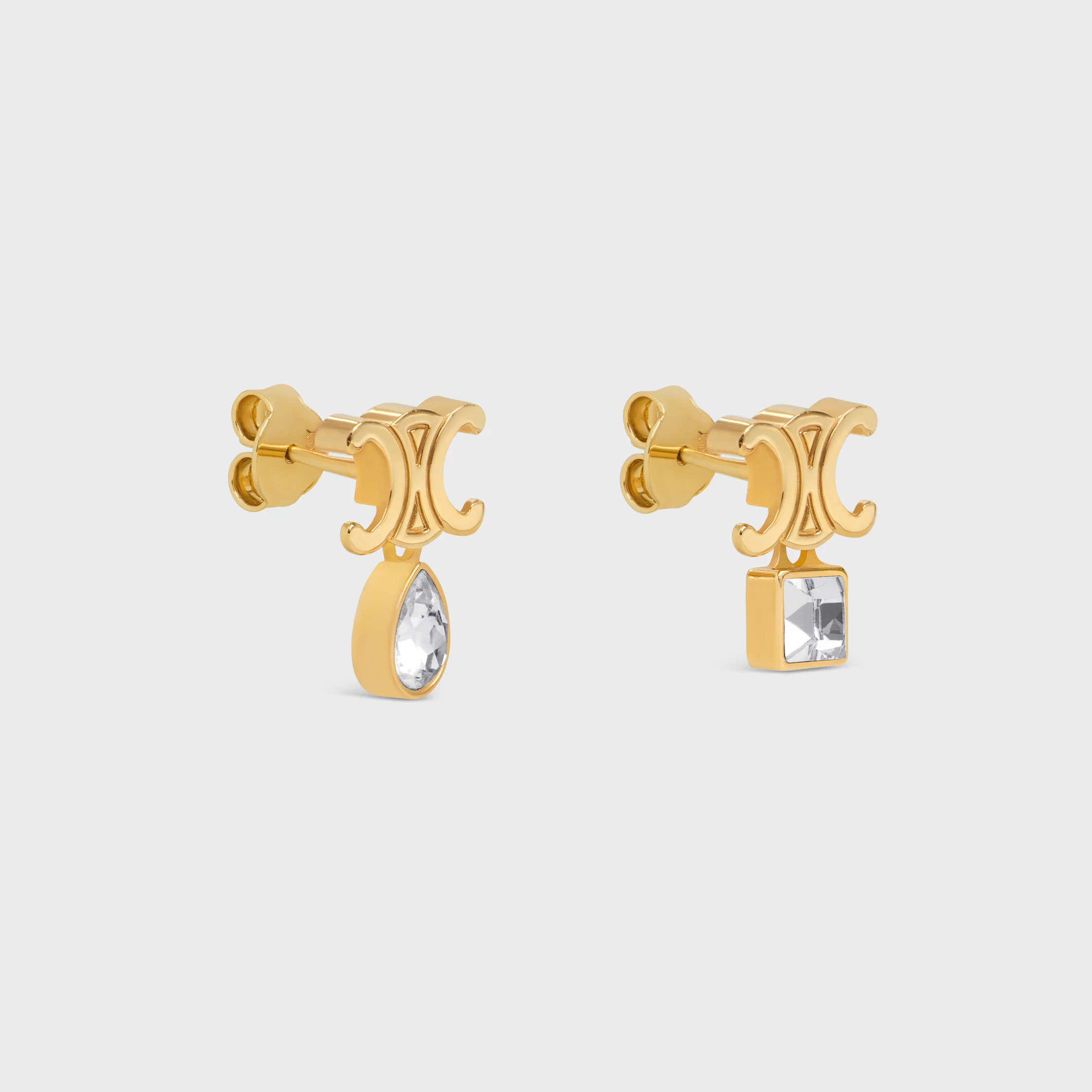 Auriculares Triomphe Twinkle en strass y latón con acabado dorado
