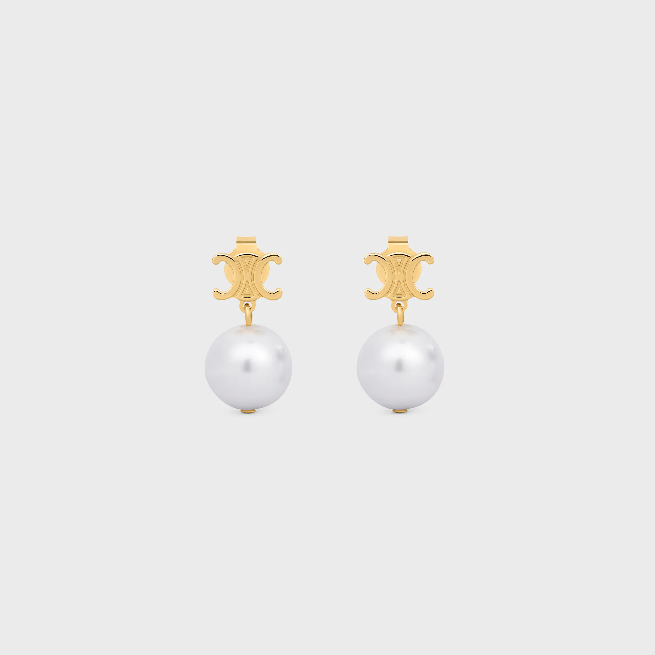Auriculares Les Perles Celine en latón con acabado dorado y perlas de resina