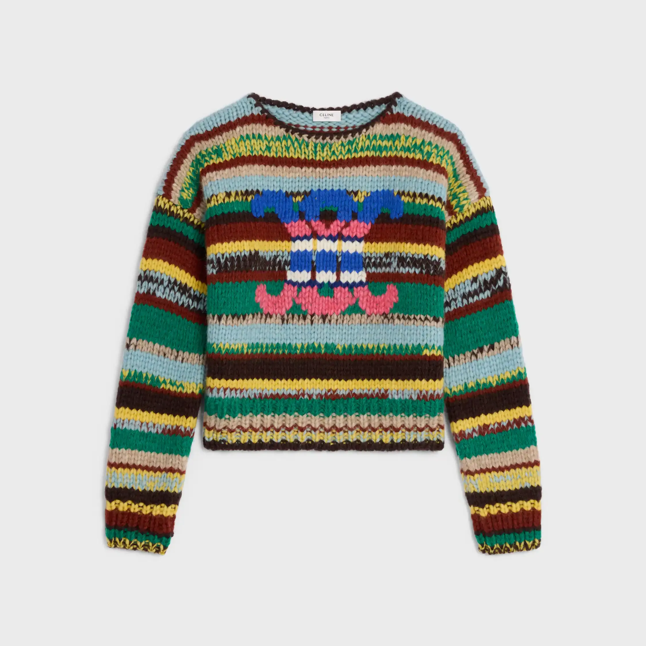 sweater de cuello redondo en alpaca y lana mouline