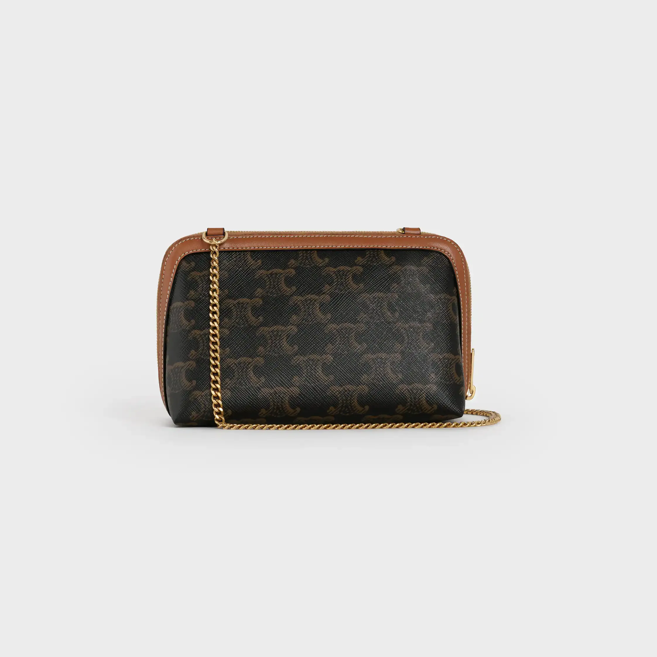 Clutch con cadena IN Triomphe de lona y piel de cordero