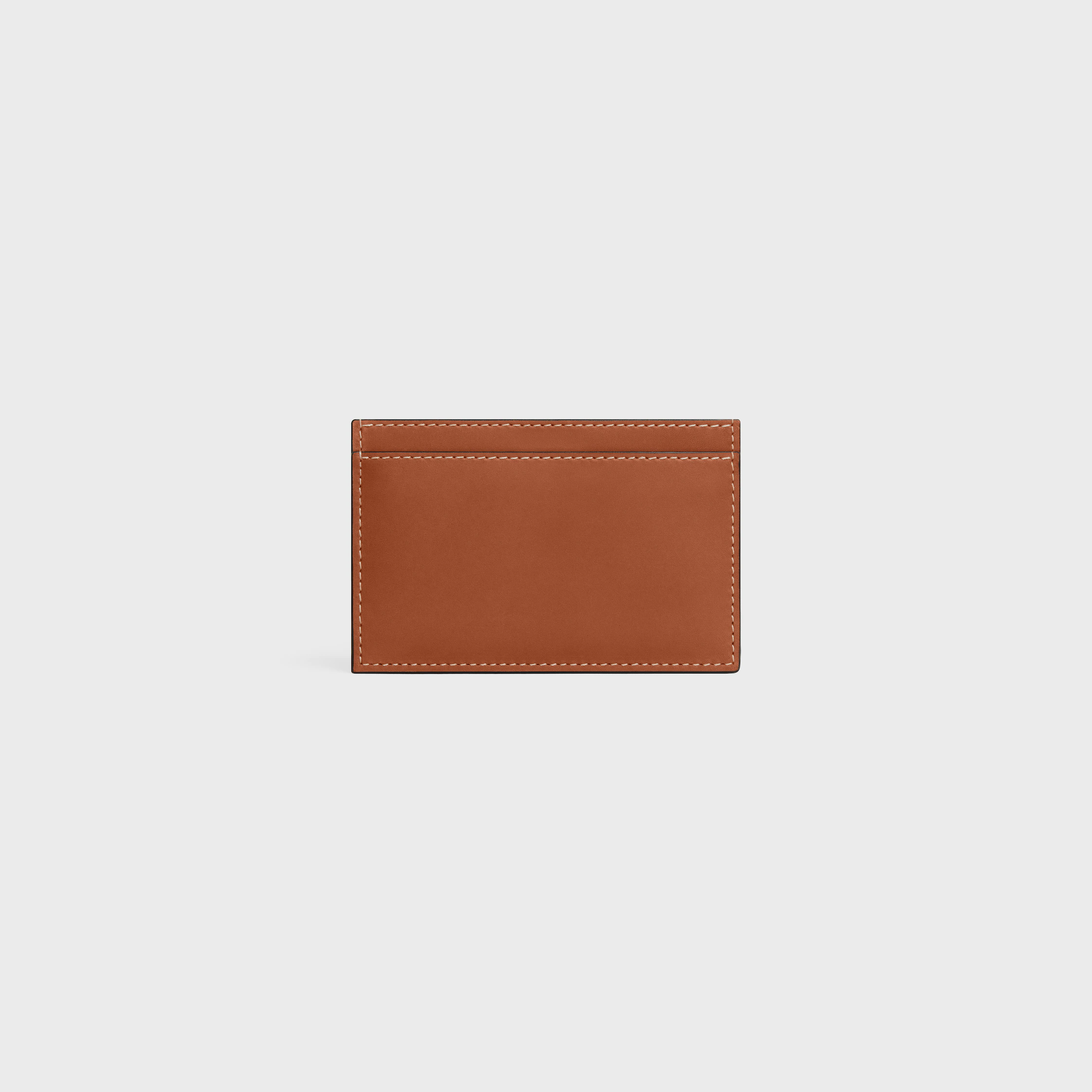 Porta tarjetas en piel de ternera natural con relieve triomphe