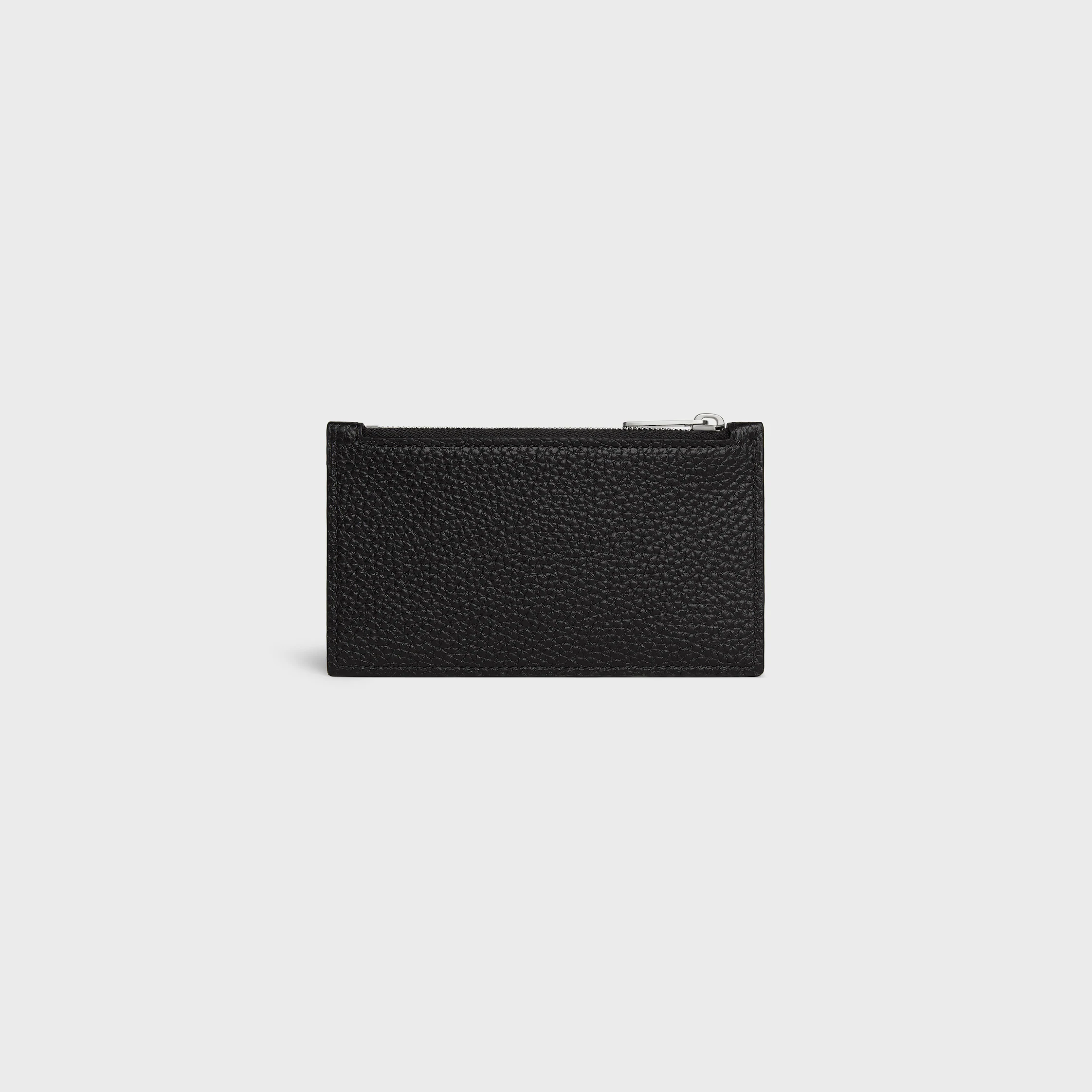 Porta tarjetas compacto con cremallera en cuero de ternera estampado