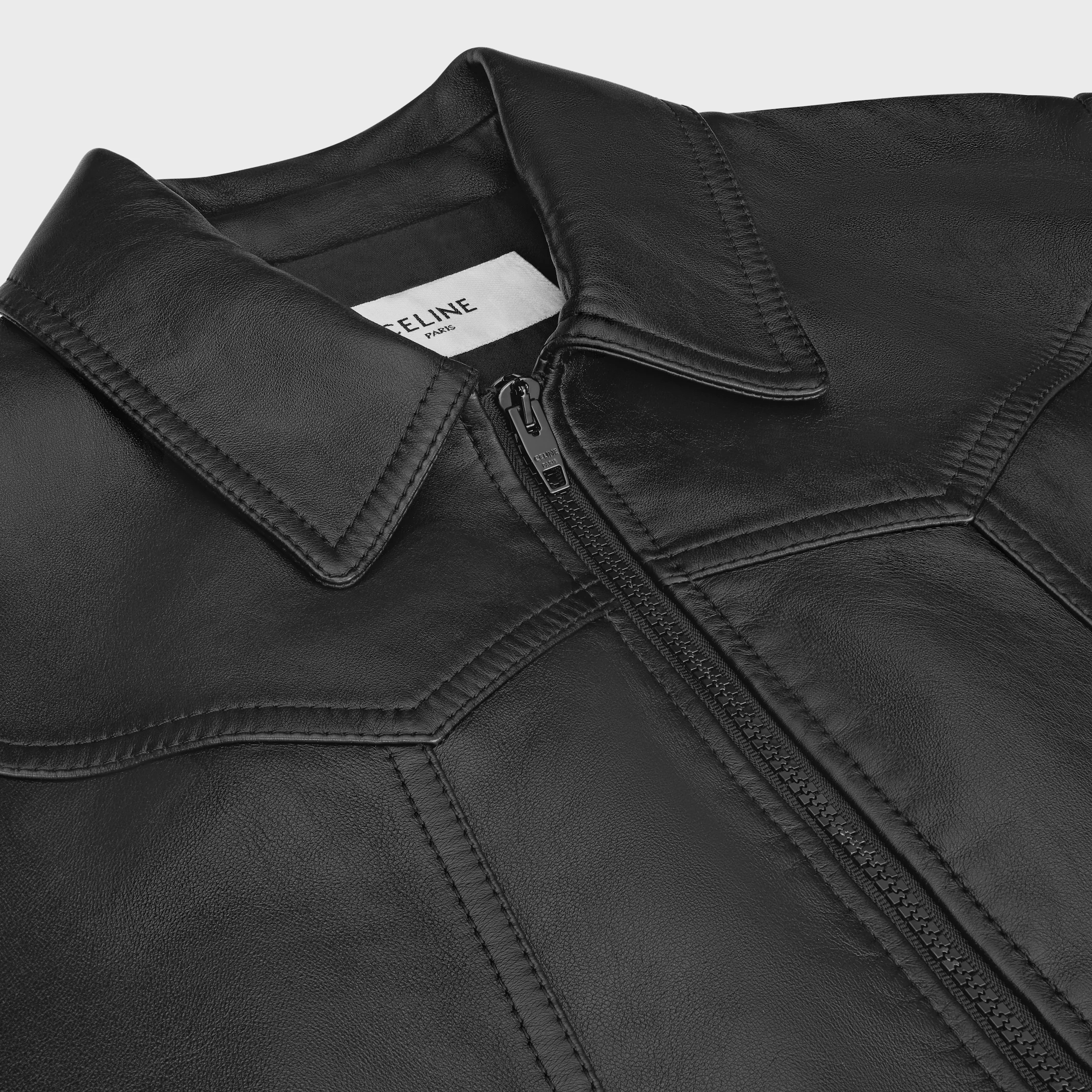 chaqueta holgada tipo blusón en piel de cordero suave