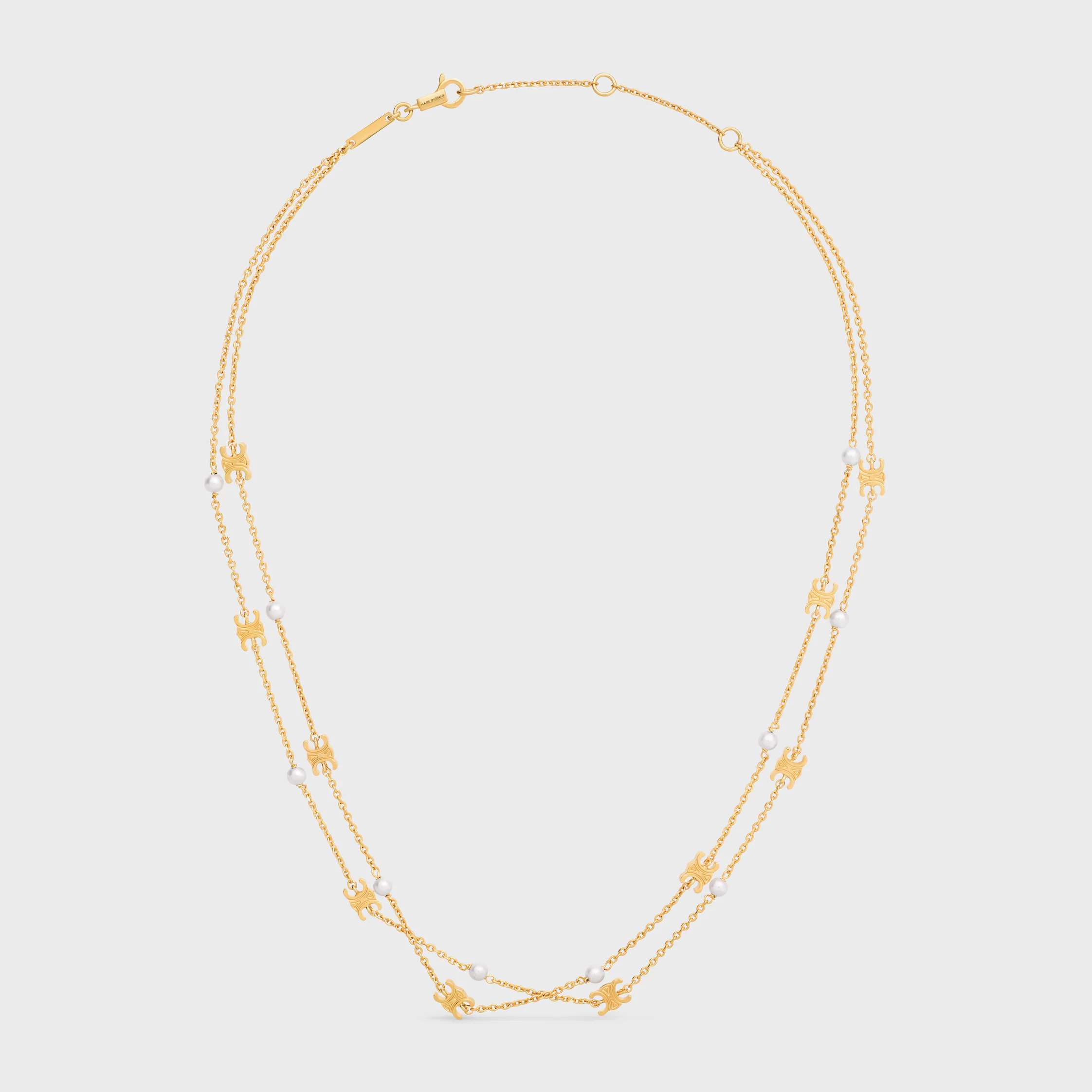 Collar doble Triomphe Pearl en latón con acabado dorado y perlas de resina