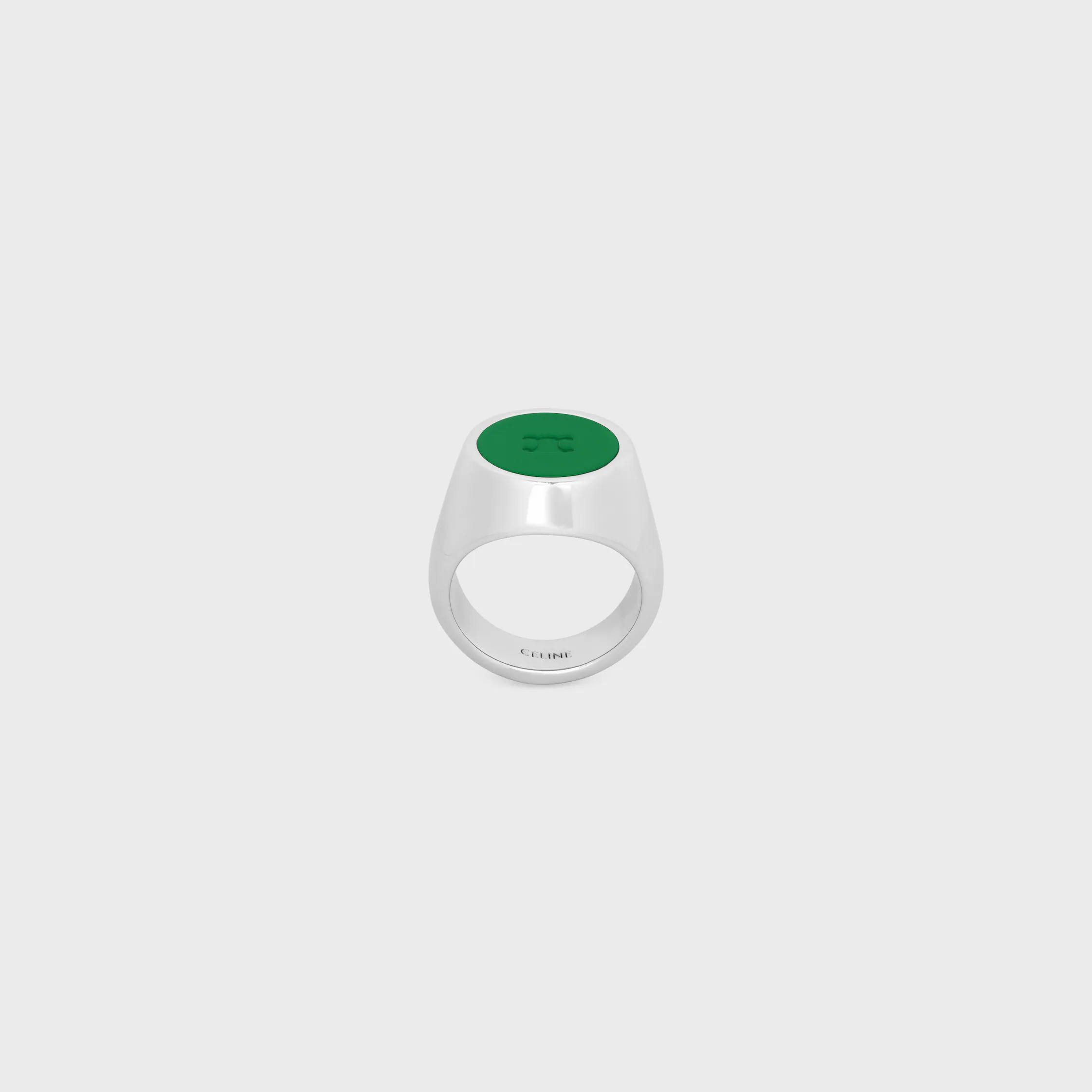 Anillo Signet Triomphe en barniz y latón con acabado rodio