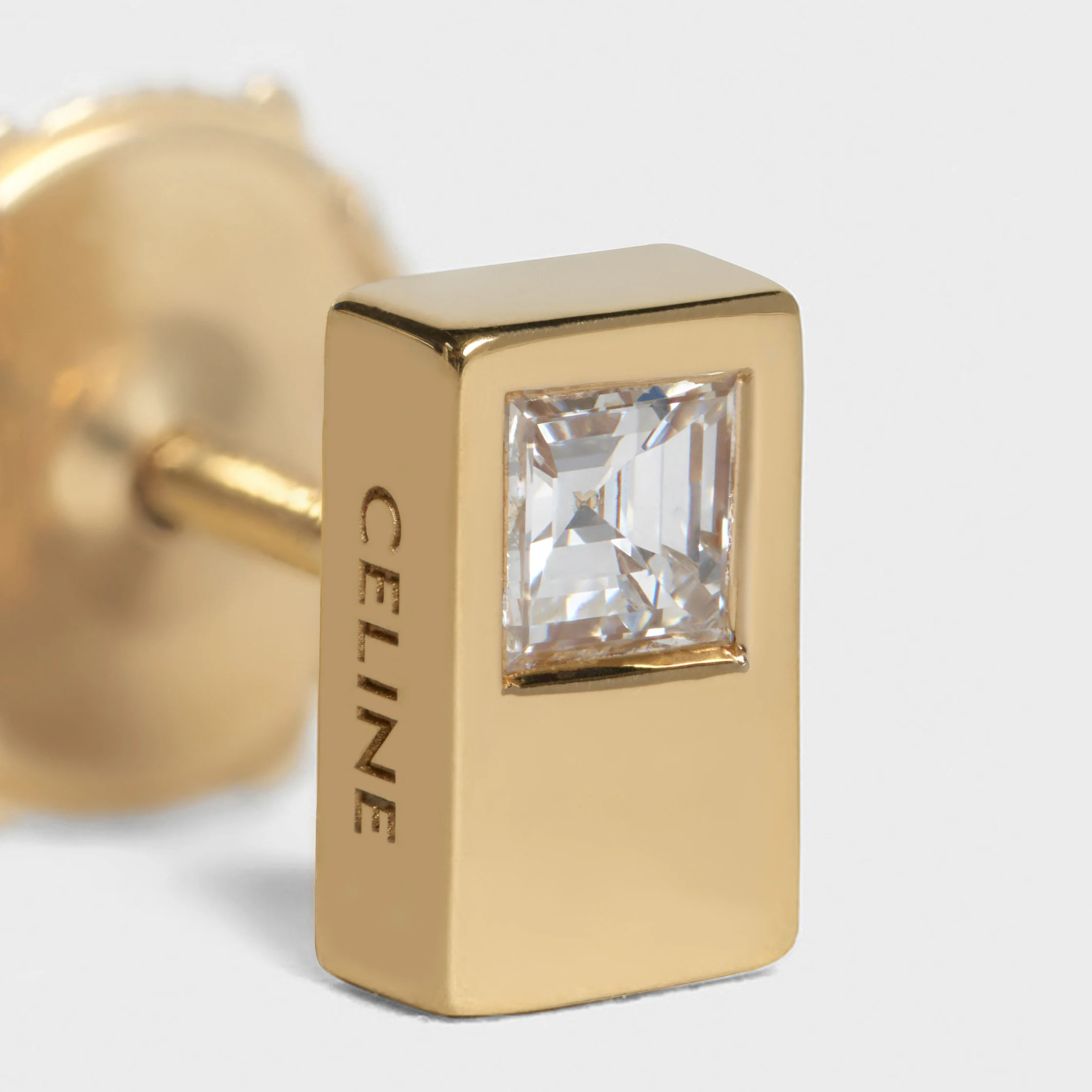 Celine Sentimental Doble Pendiente Cuadrado en Oro Amarillo y Diamante