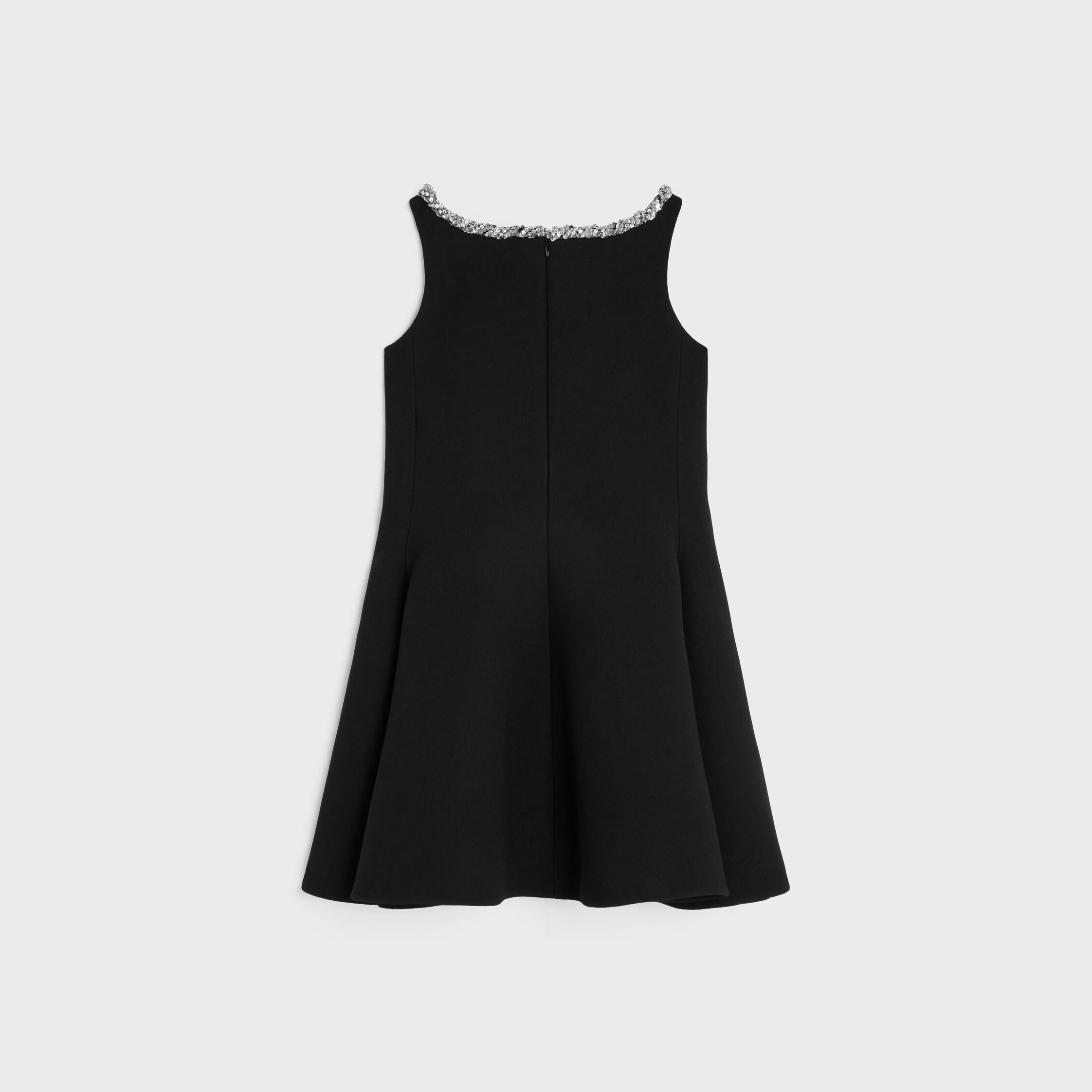 vestido bordado IN de doble crepé de lana