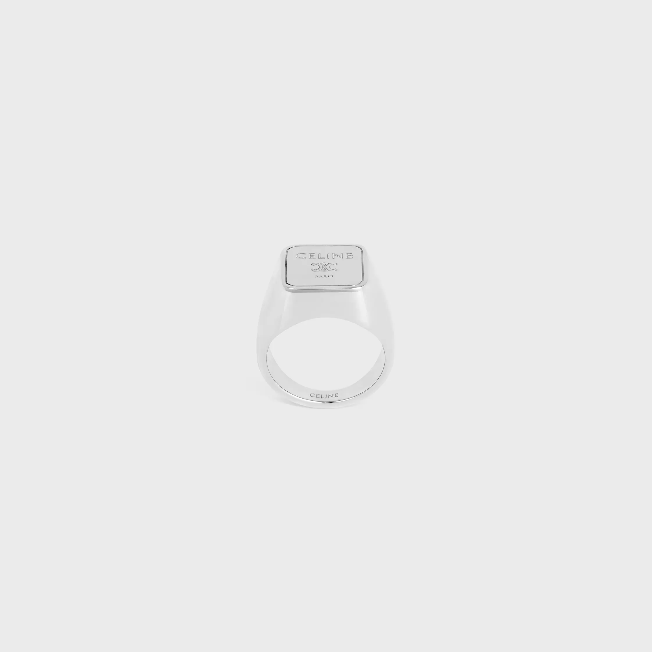 Anillo de signet de la plaza Triomphe en latón con acabado rodio