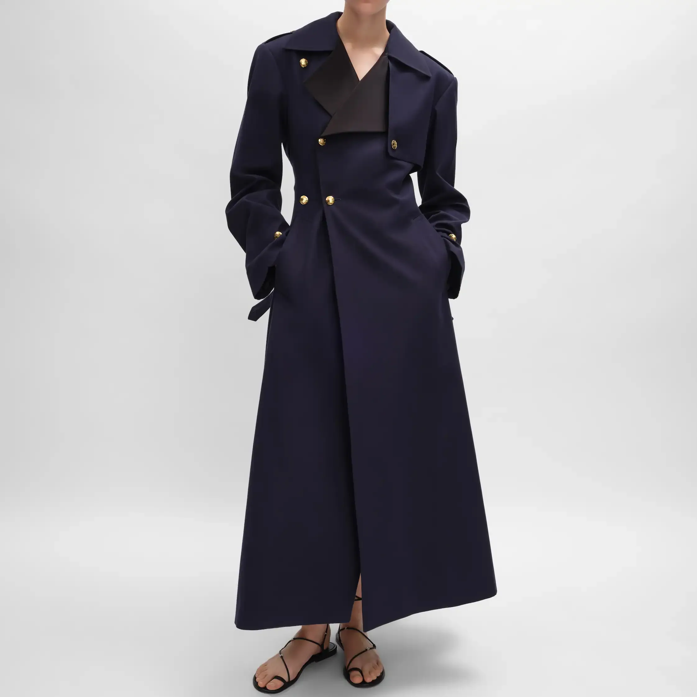 chaqueta trench tuxedo EN ALGODÓN Y GABARDINA DE LANA