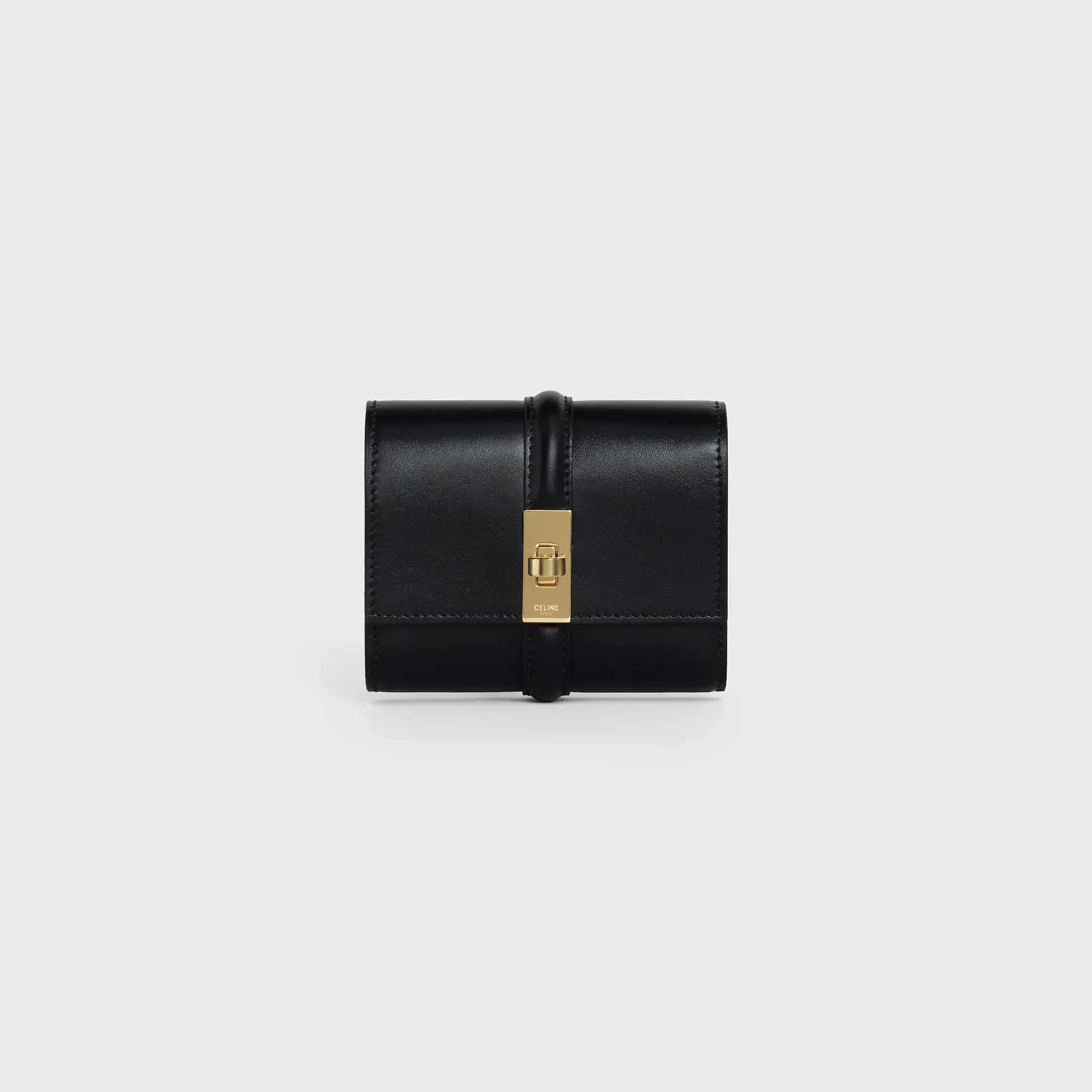 Billetera trifold pequeña 16 pulgadas cuero de ternera satinado