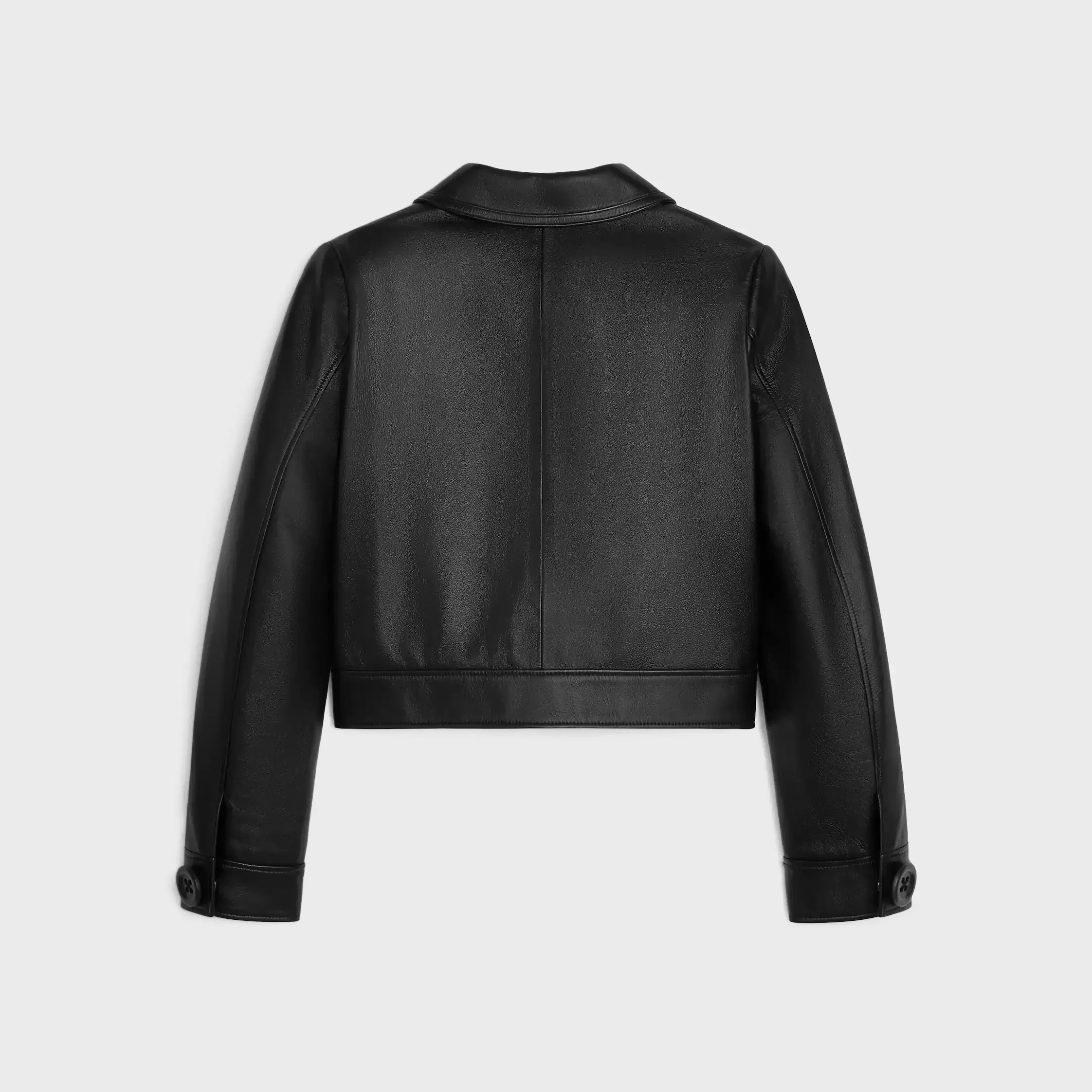 chaqueta blusón recta en piel de cordero suave
