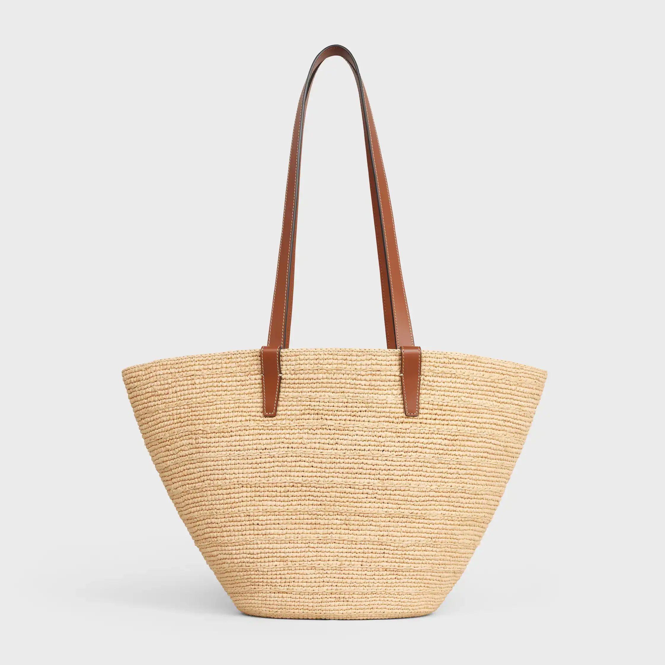 CESTA CLÁSICA MEDIUM SUPLETA CELINE EN RAFFIA Y CUERO DE TERNERA