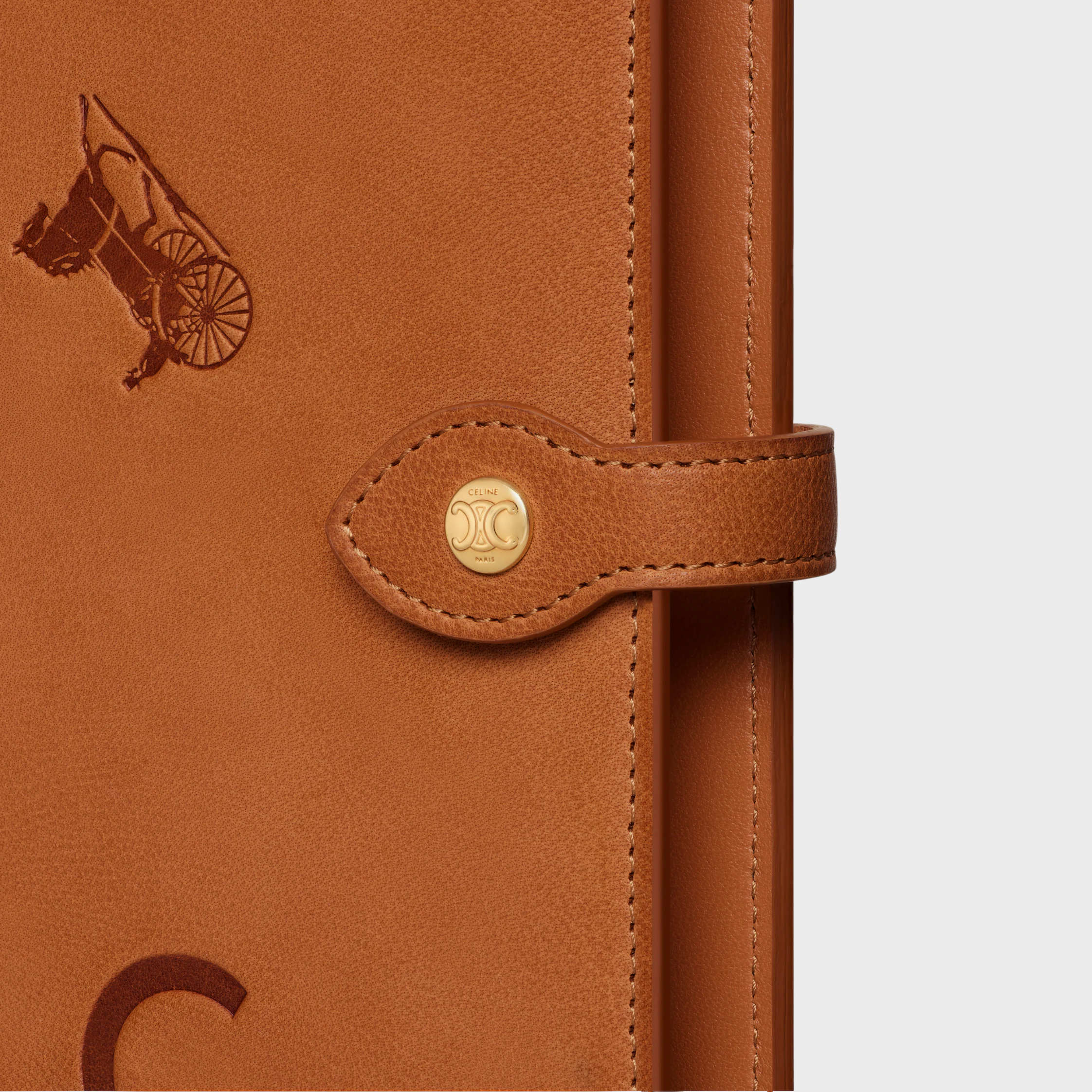 FUNDAS DE CUADERNO GRANDE CON BOLSILLO EN CUERO DE TERNERA NATURAL ESTAMPADO