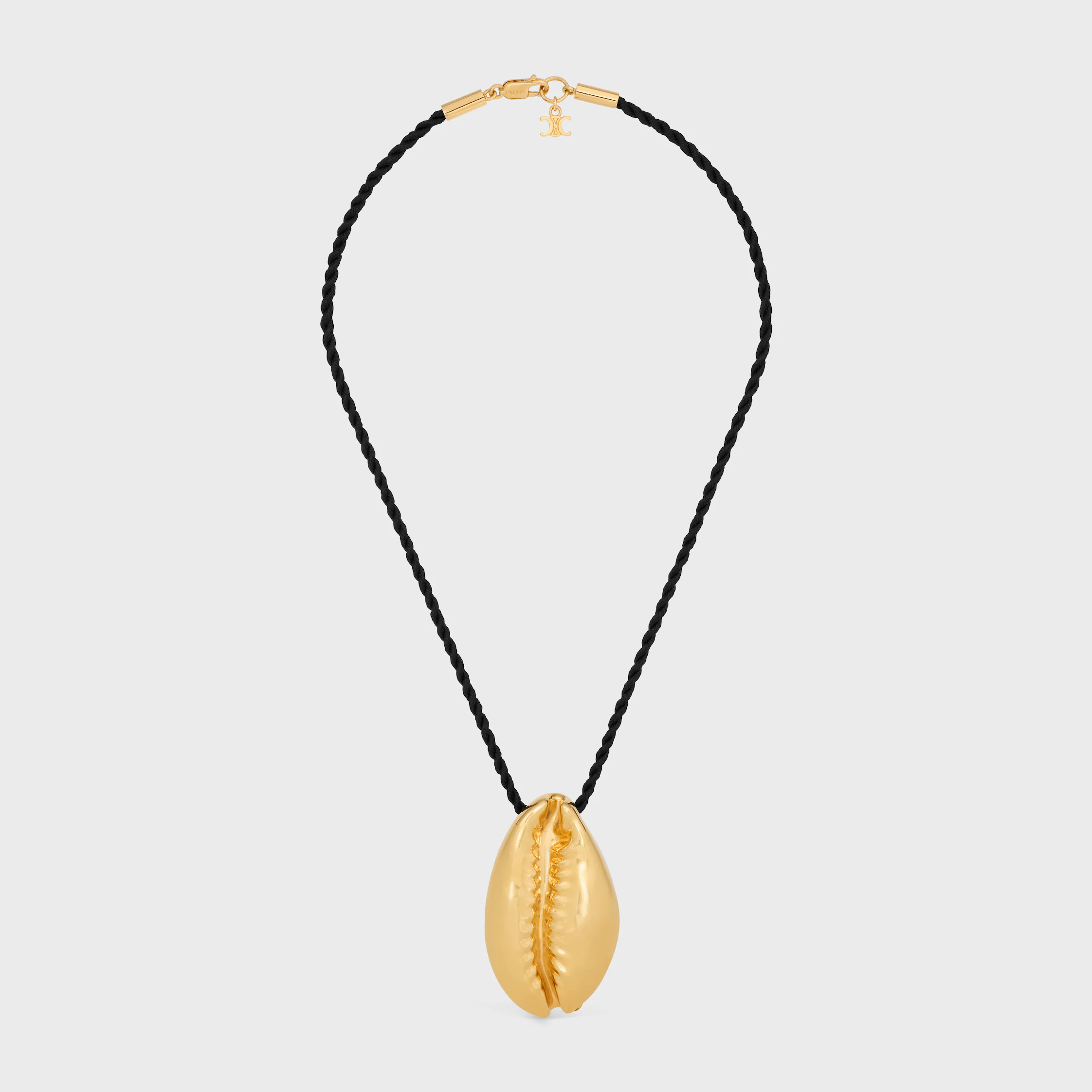 Collar de concha Celine Défilé en latón con acabado dorado y seda