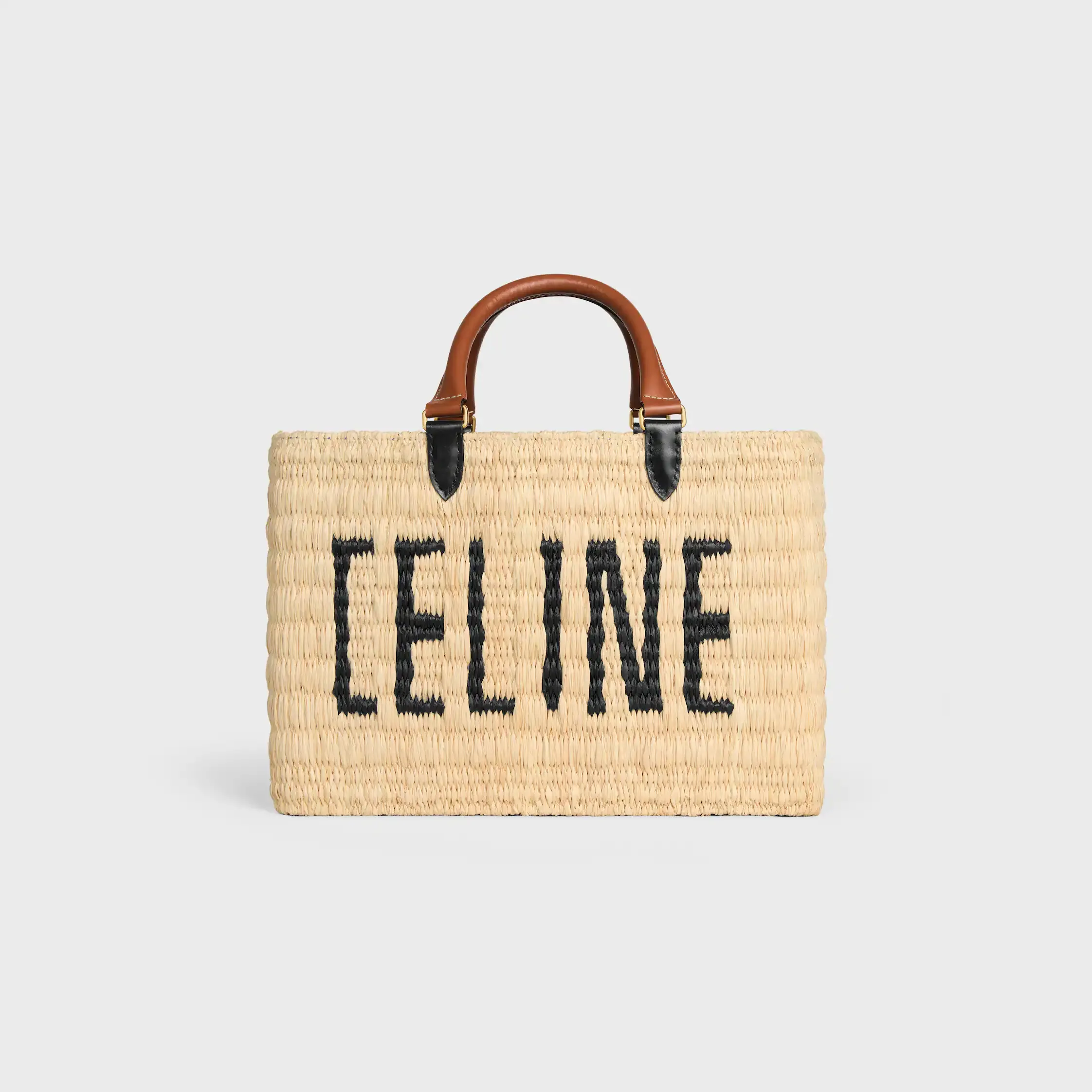 CELINE PARIS PANIER EN RAFFIA Y CUERO DE VACUNO