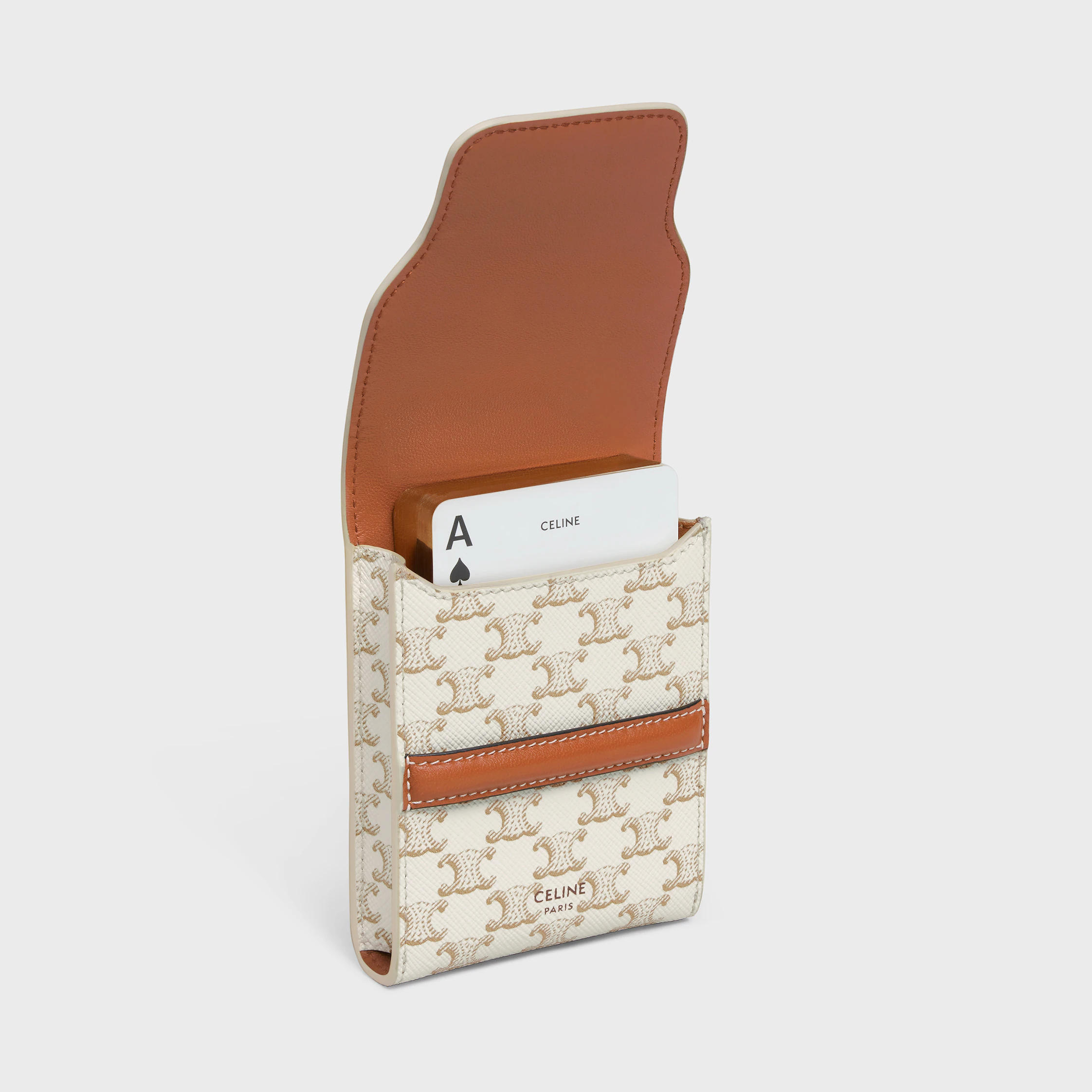 Estuche de naipes en lona Triomphe y piel de cordero
