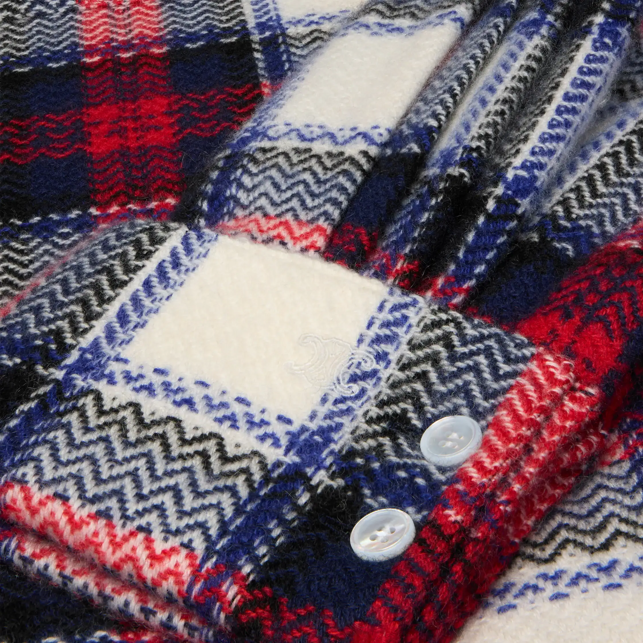 camisa en cashmere con estampado de cuadros