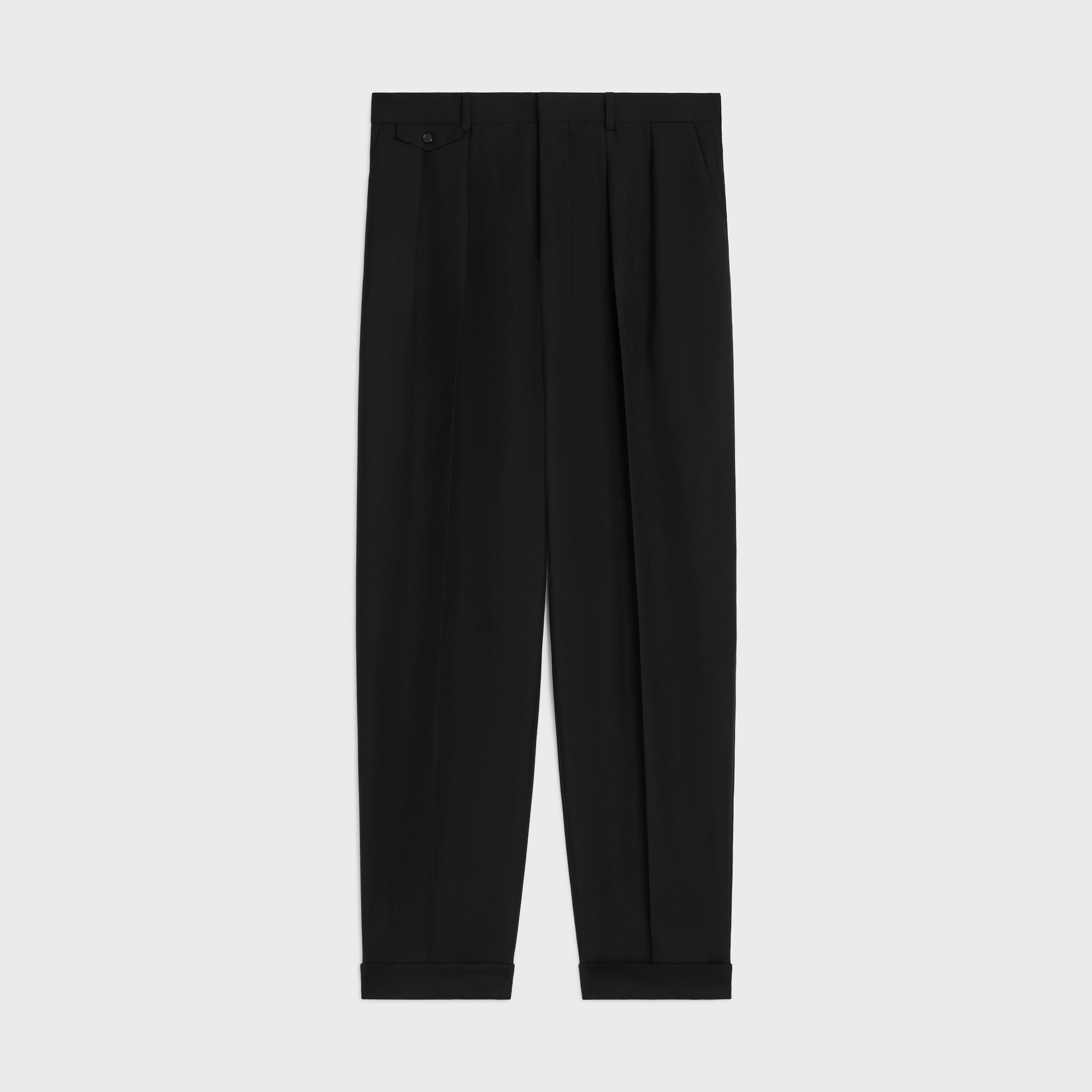 pantalones plisados en gabardina de lana