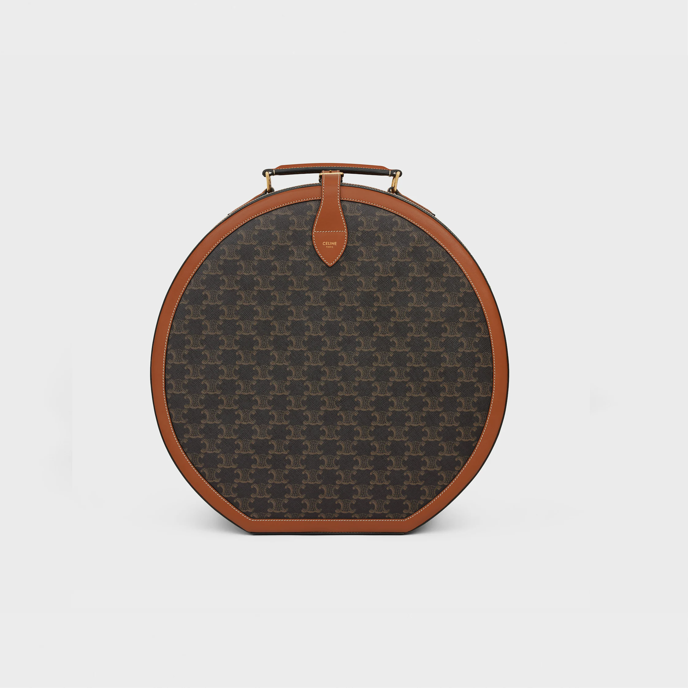 Estuche Fedora en lona Triomphe y piel de becerro