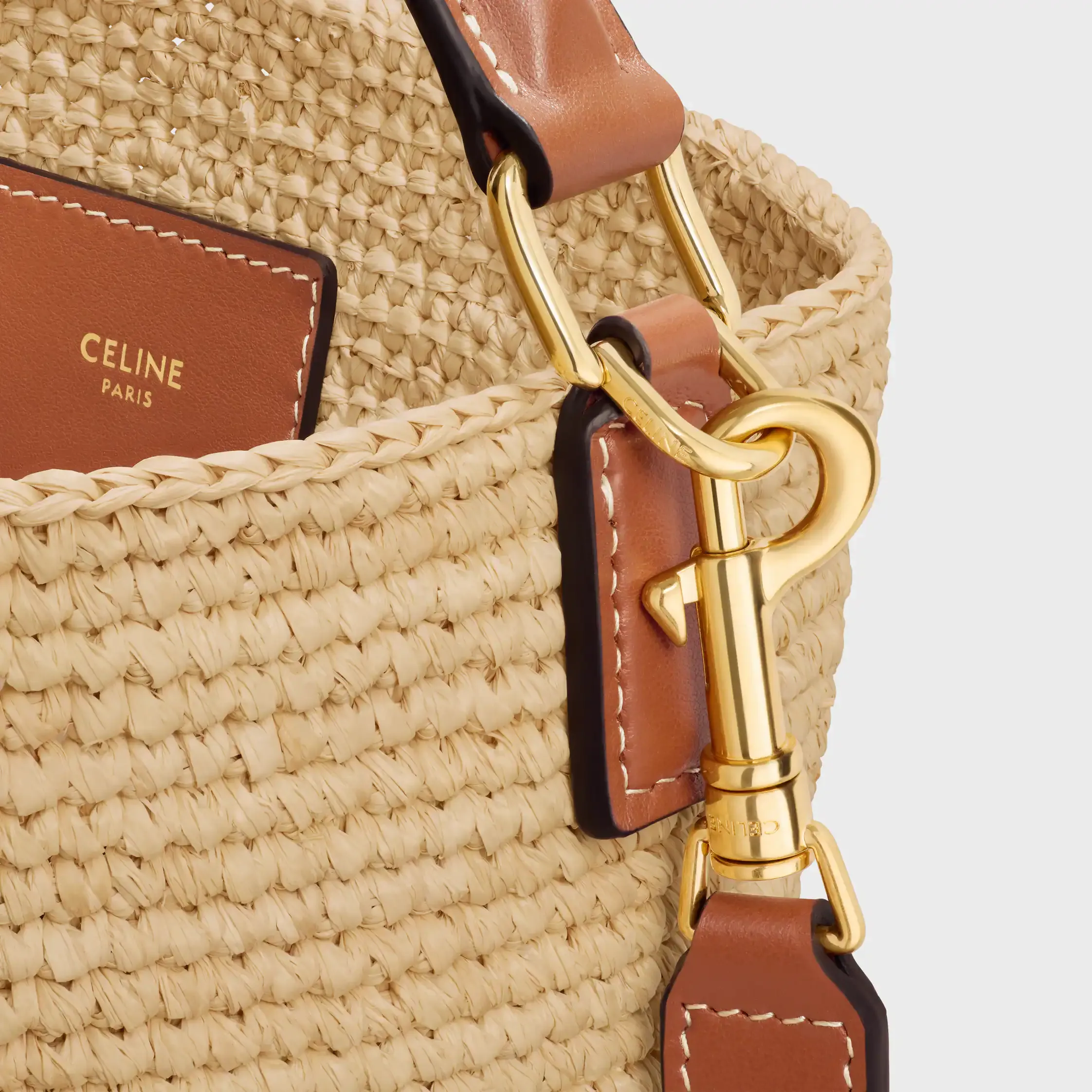 BOLSO MEDIANO LOUISE EN RAFFIA Y CUERO DE VACUNO