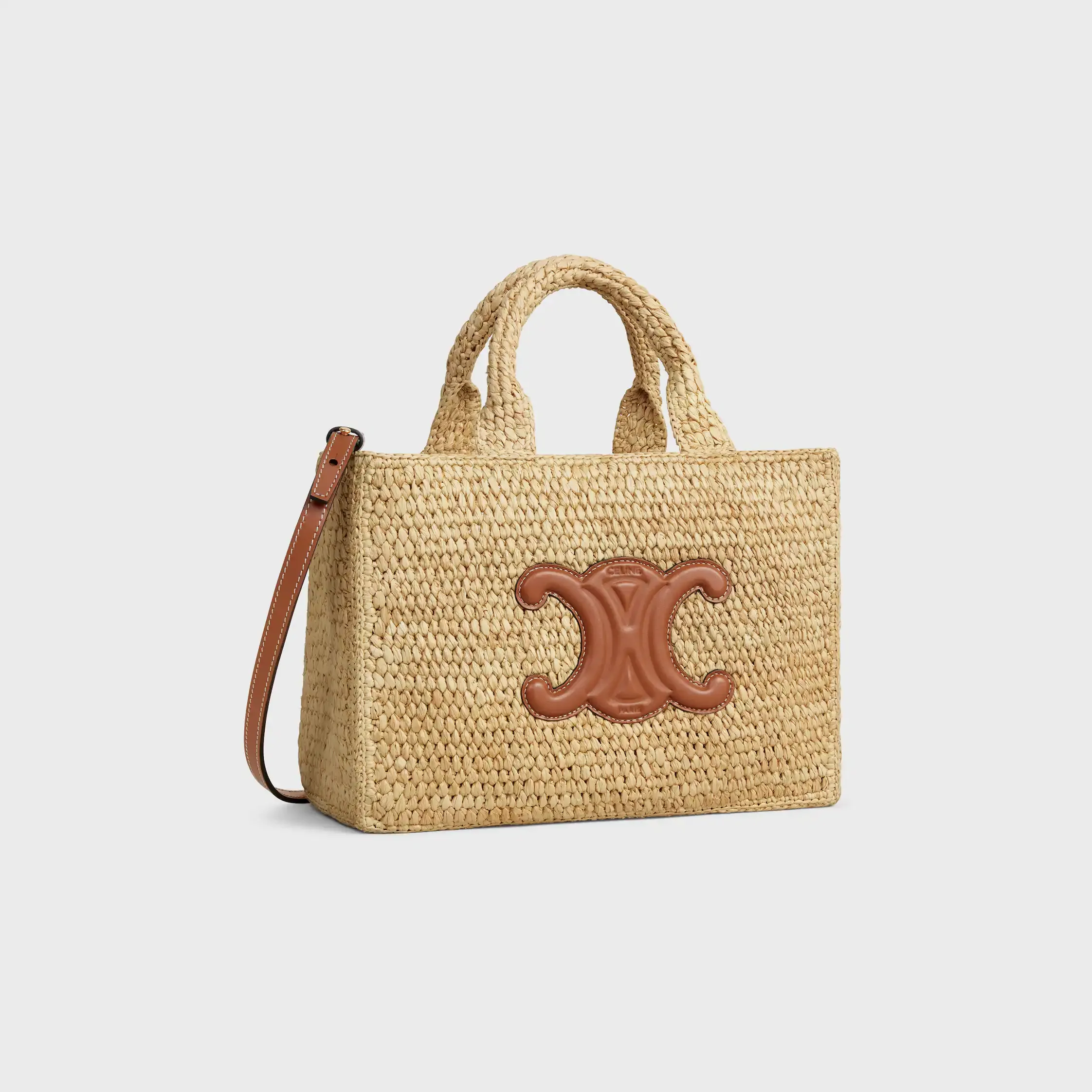 CABAS PEQUEÑO THAIS EN RAFFIA Y CUERO DE TERNERA