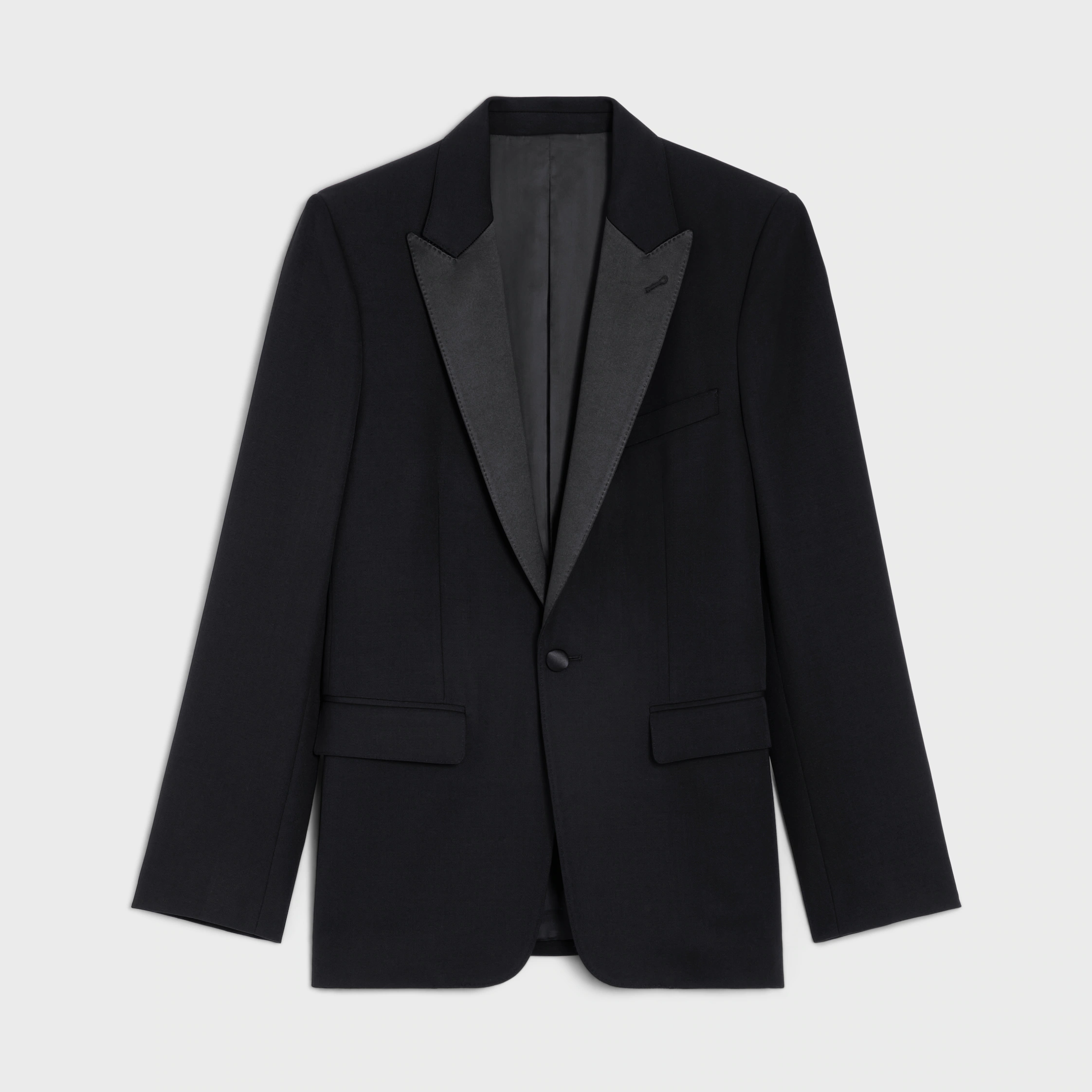 chaqueta de tuxedo clásico en lana grain de poudre