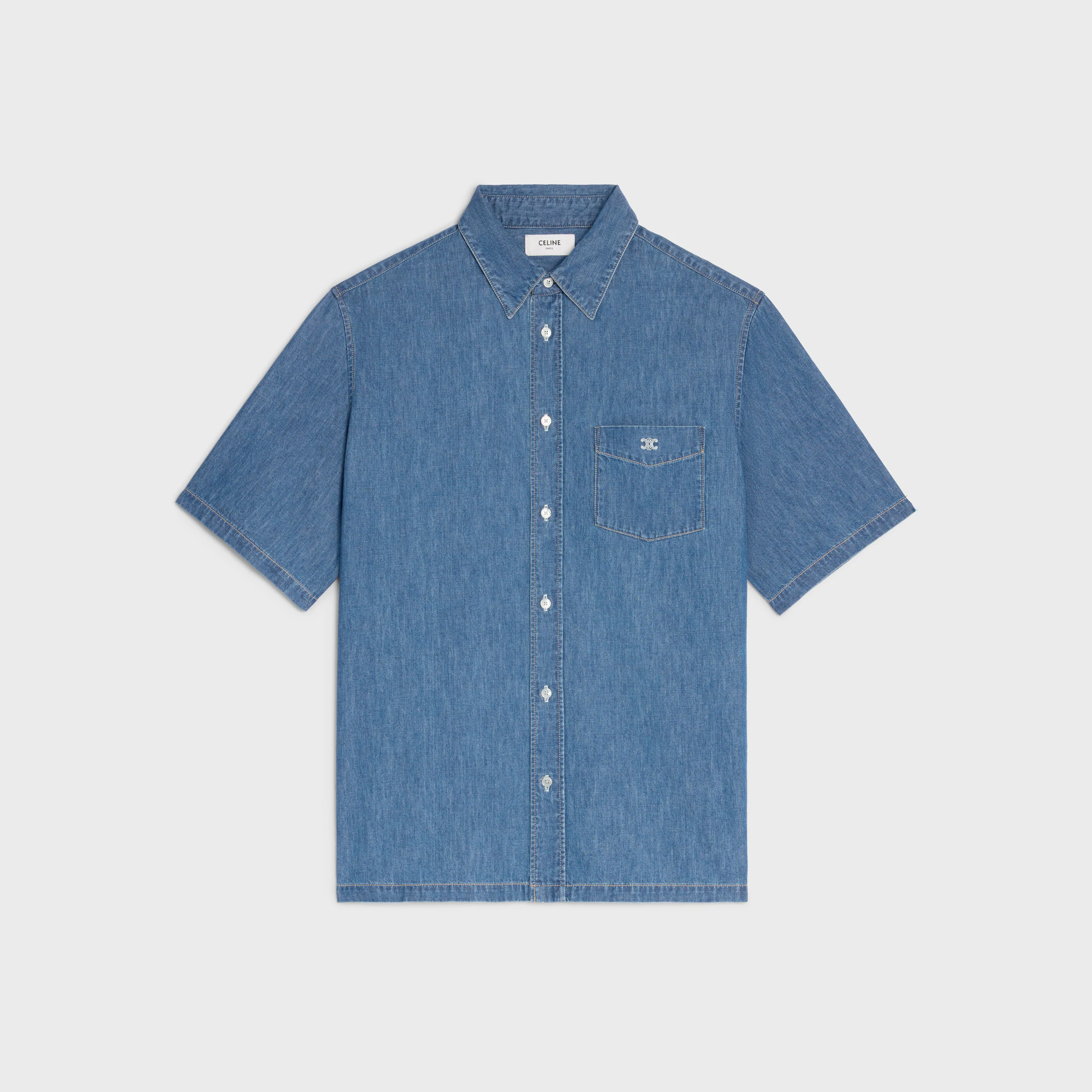 camisa de manga corta en algodón vaquero