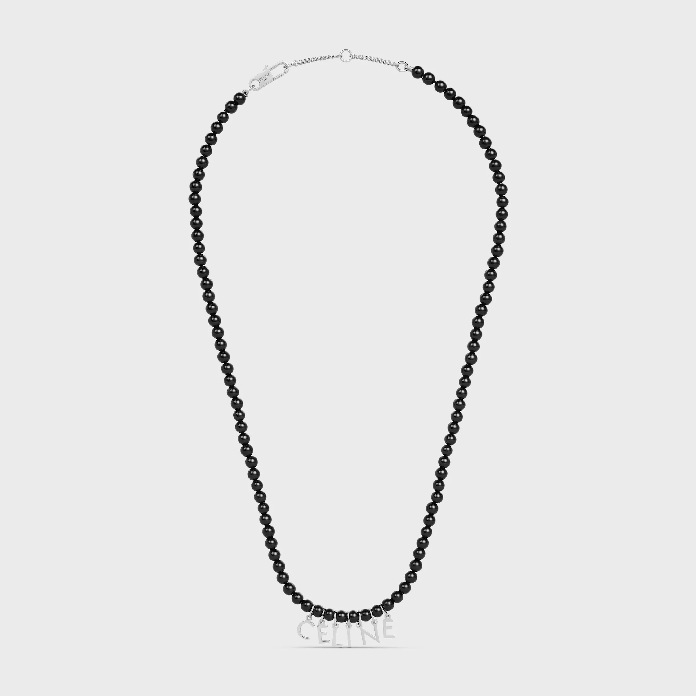 Collar de cuentas Celine Monochroms en Ónix y Latón con acabado de rodio