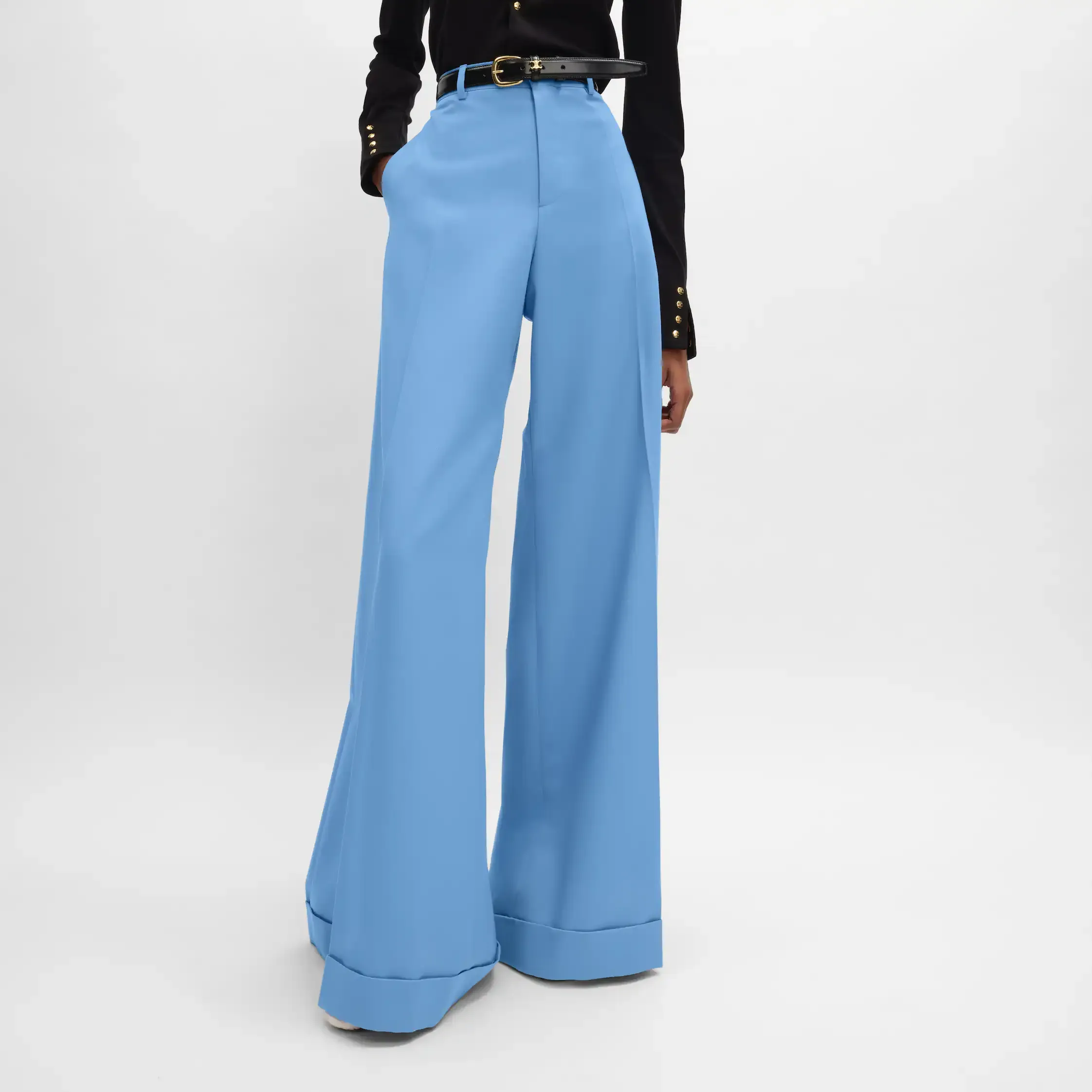 pantalones largos en diagonal de lana