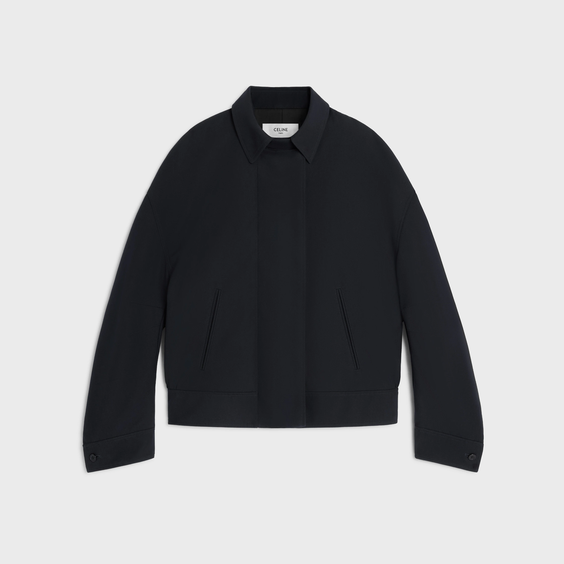 chaqueta de gabardina de lana y algodón