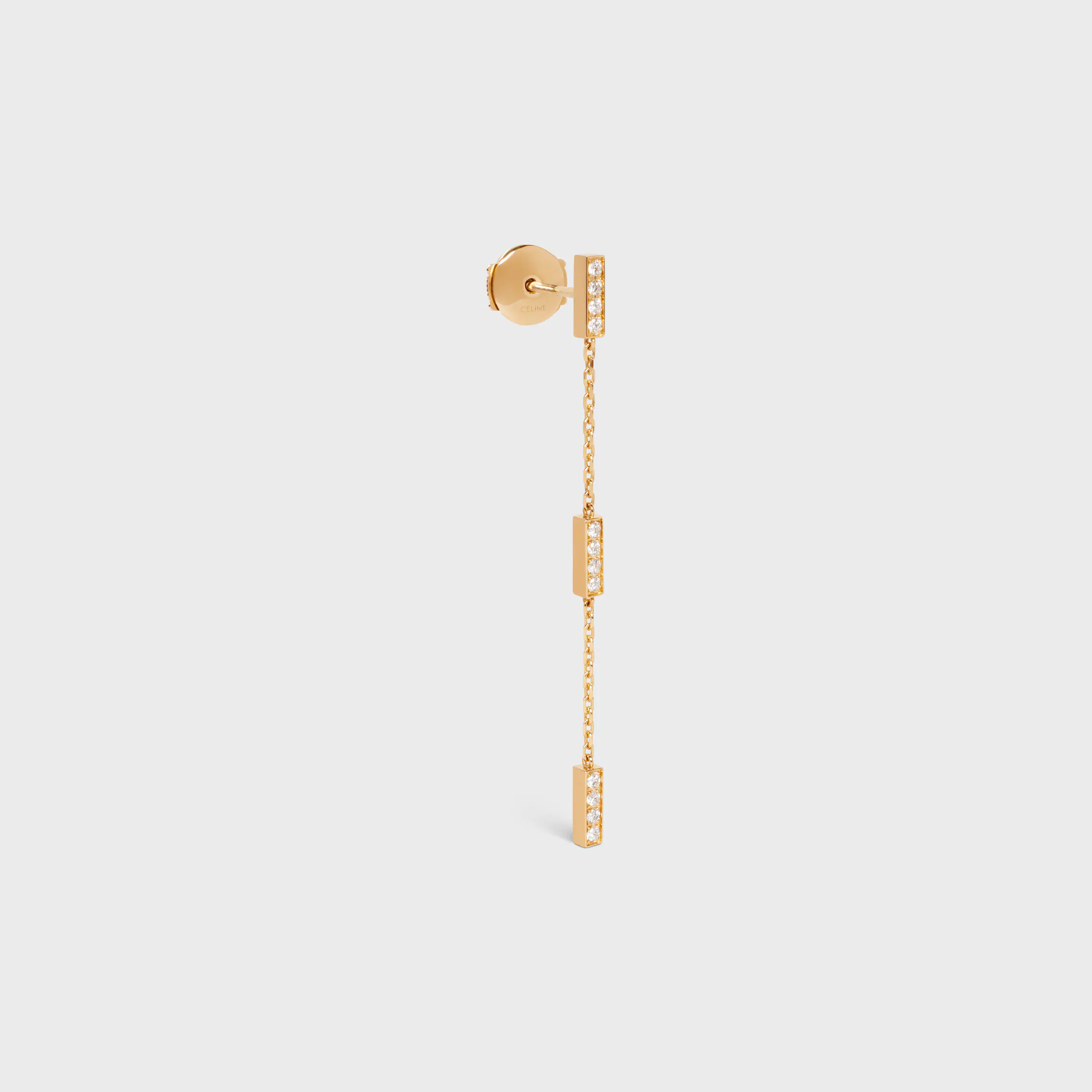Aretes Triple Celine Line en Oro Amarillo y Diamantes