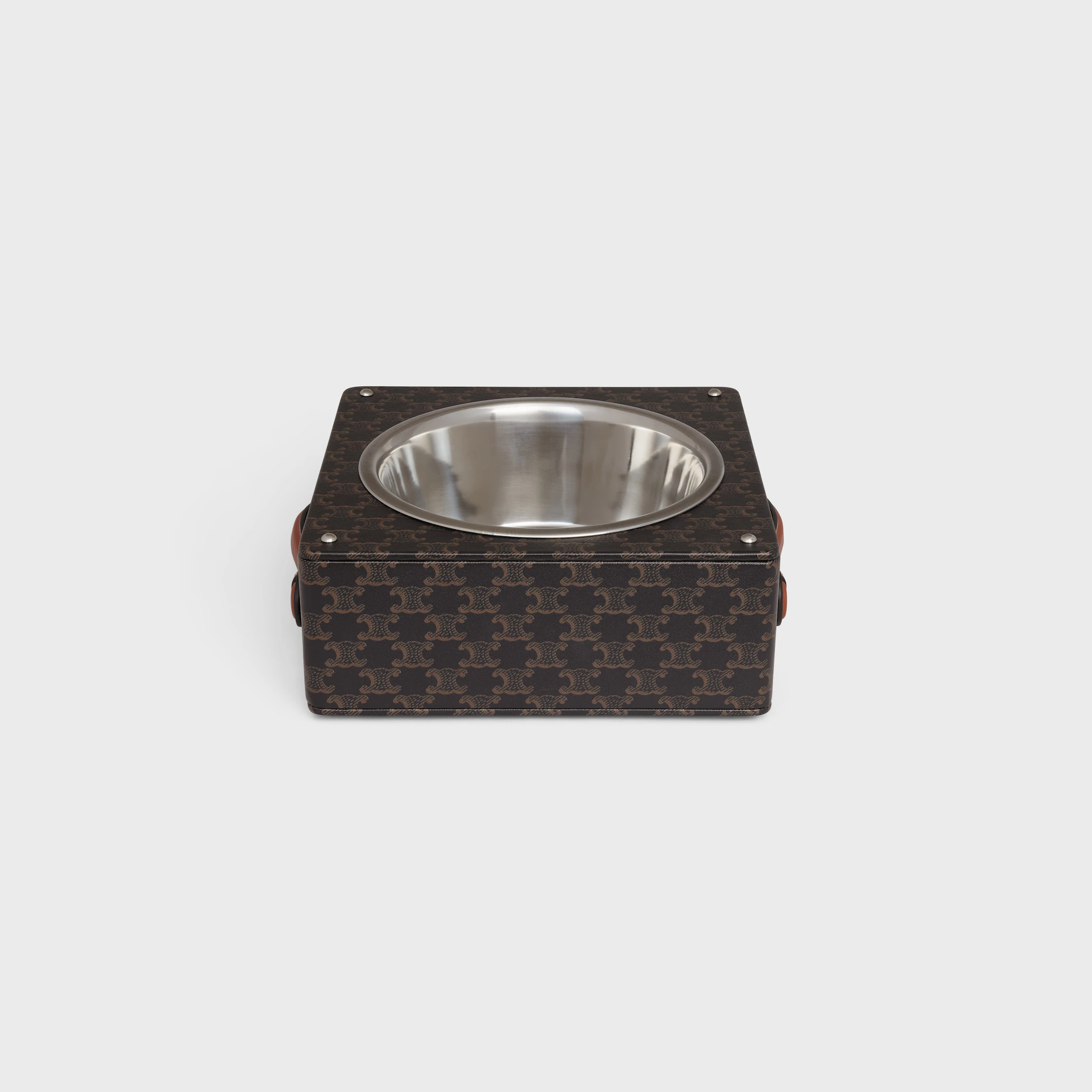 Bolso para perro individual en piel de cordero Nappa con estampado de lienzo Triomphe y piel de becerro
