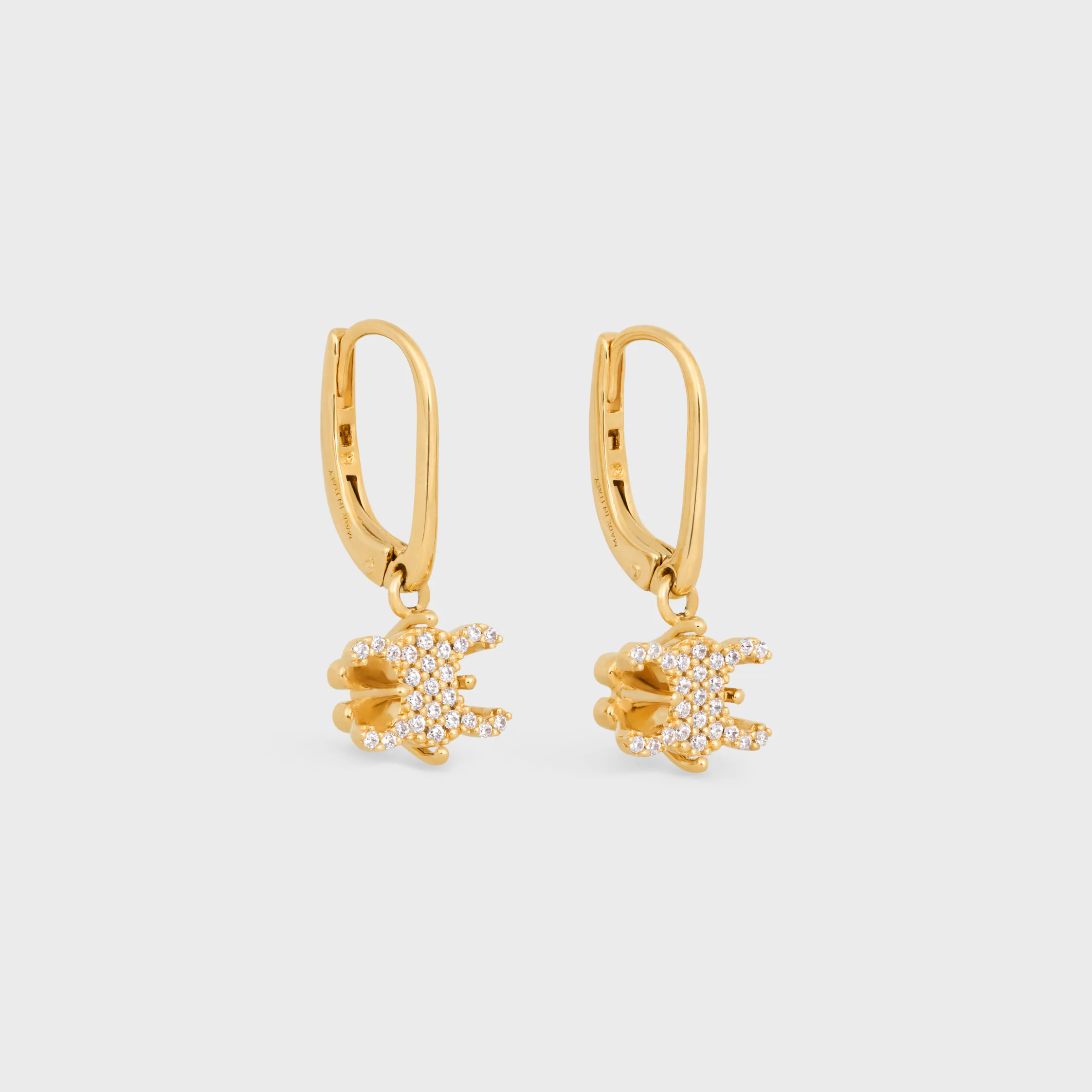 Auriculares Triomphe Solitaire Sparkle en Strass y latón con acabado dorado