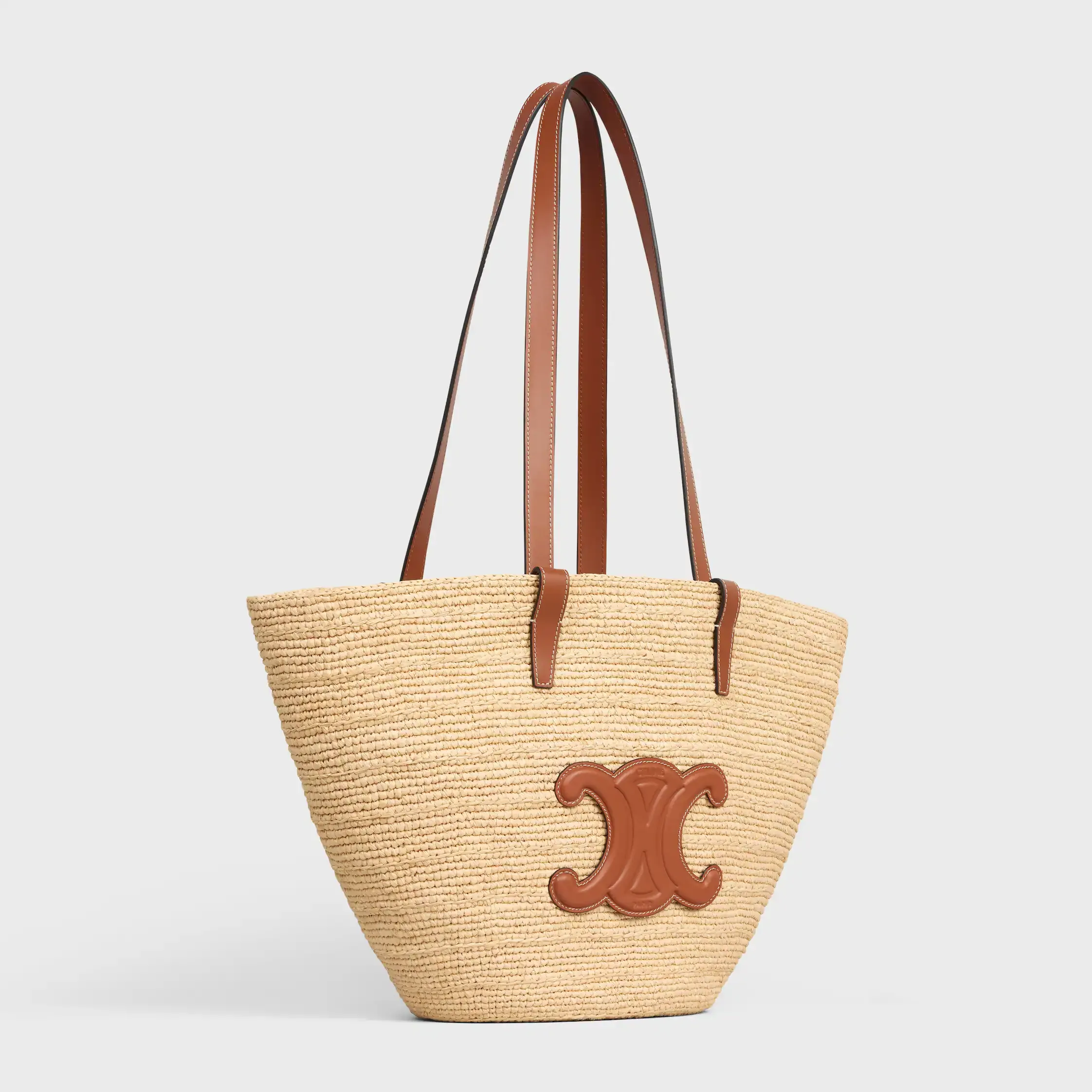 CESTA CLÁSICA MEDIUM SUPLETA CELINE EN RAFFIA Y CUERO DE TERNERA