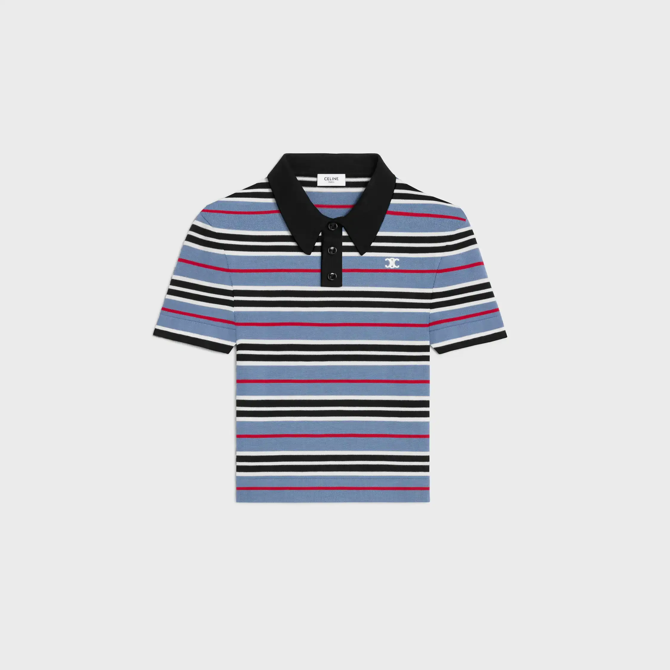 polo acortado en algodón con rayas