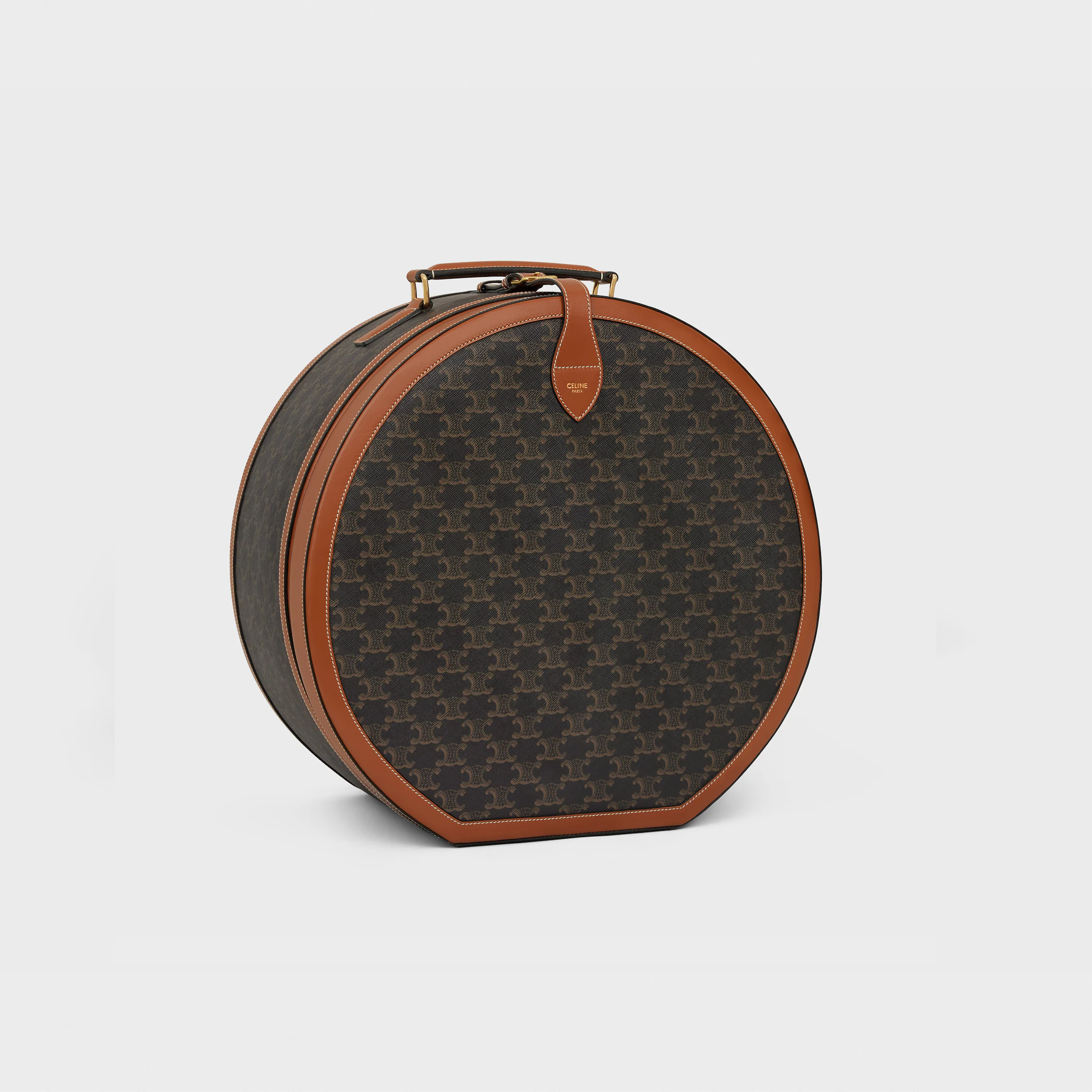 Estuche Fedora en lona Triomphe y piel de becerro