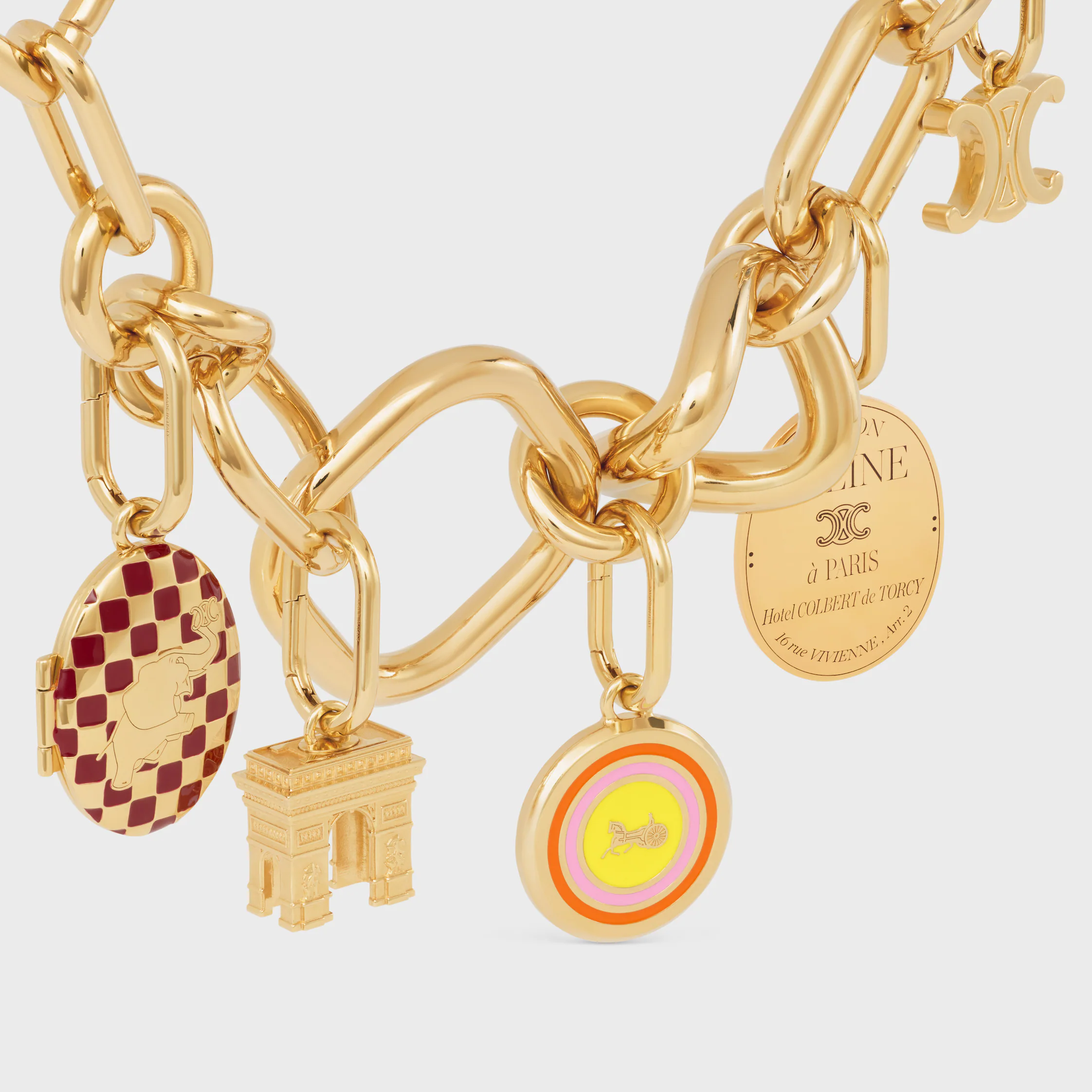 CHARMS MEDALLA SULKY EN ESMALTE Y BRONCE CON ACABADO EN ORO
