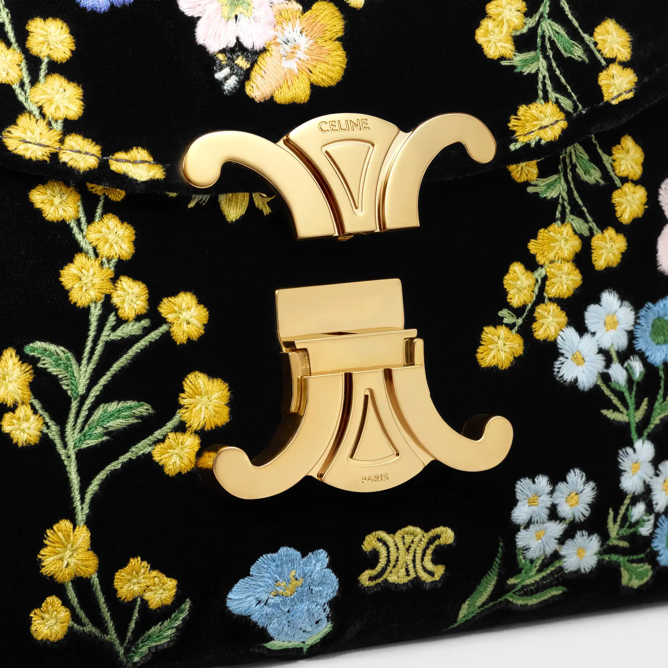 BOLSO NIÑO TEEN EN TELA DE RASO CON BORDADO FLORAL