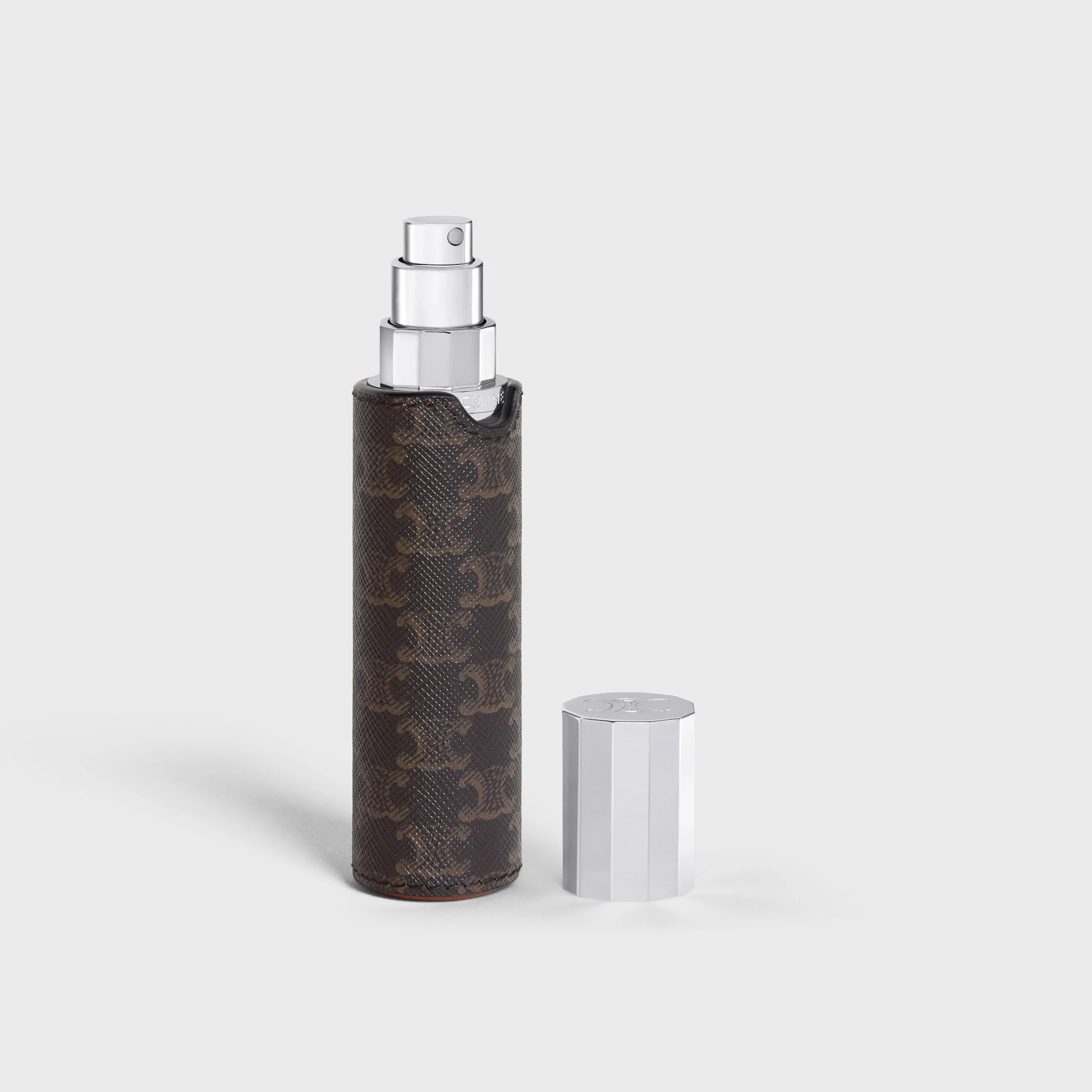 Estuche para spray de viaje en lona Triomphe y cuero de ternera