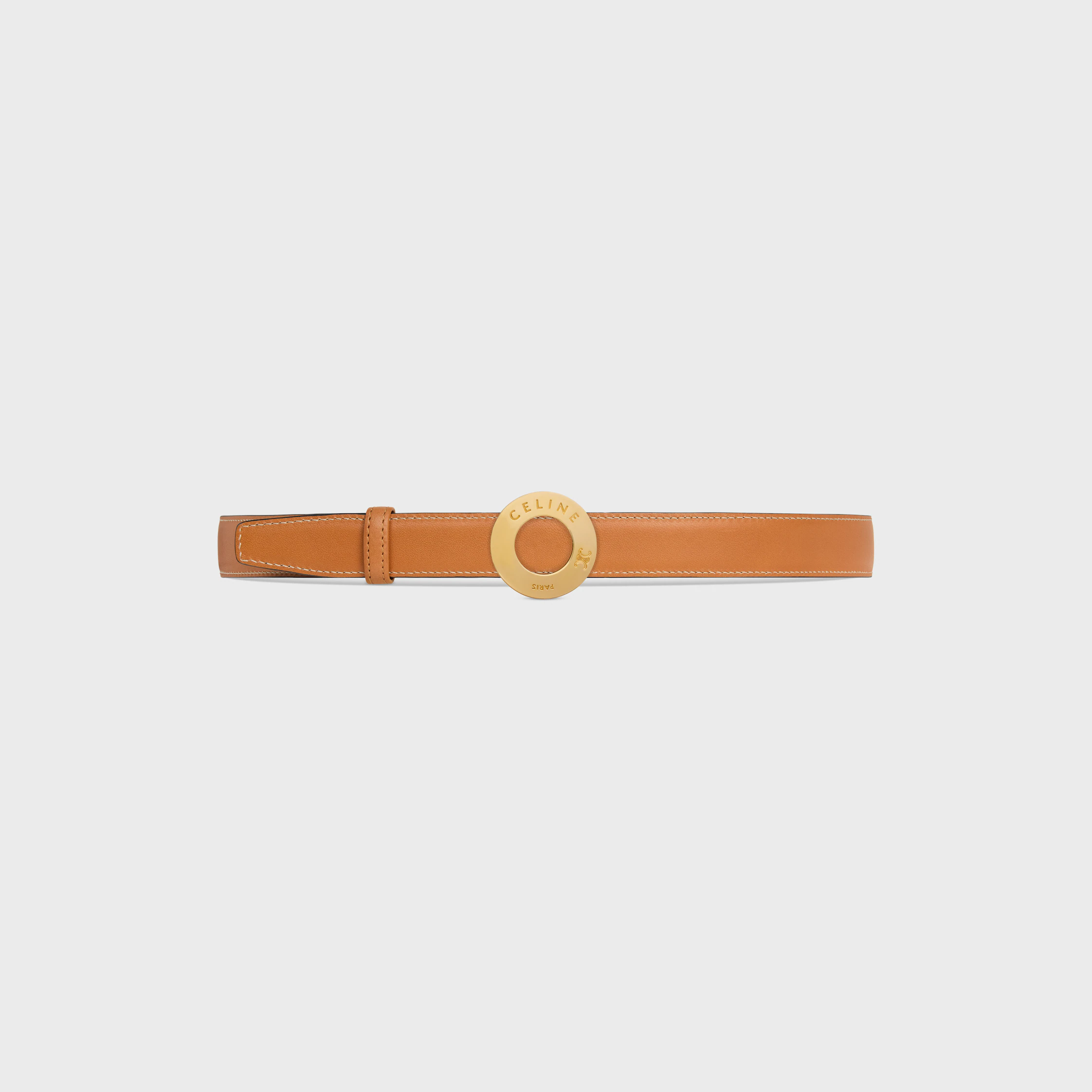 CINTURÓN CELINE DISC BUCKLE DE 25 MM EN METAL Y CORREA REVERSIBLE DE 25 MM EN TAURILLON Y CUERO DE VACUNO NATURAL