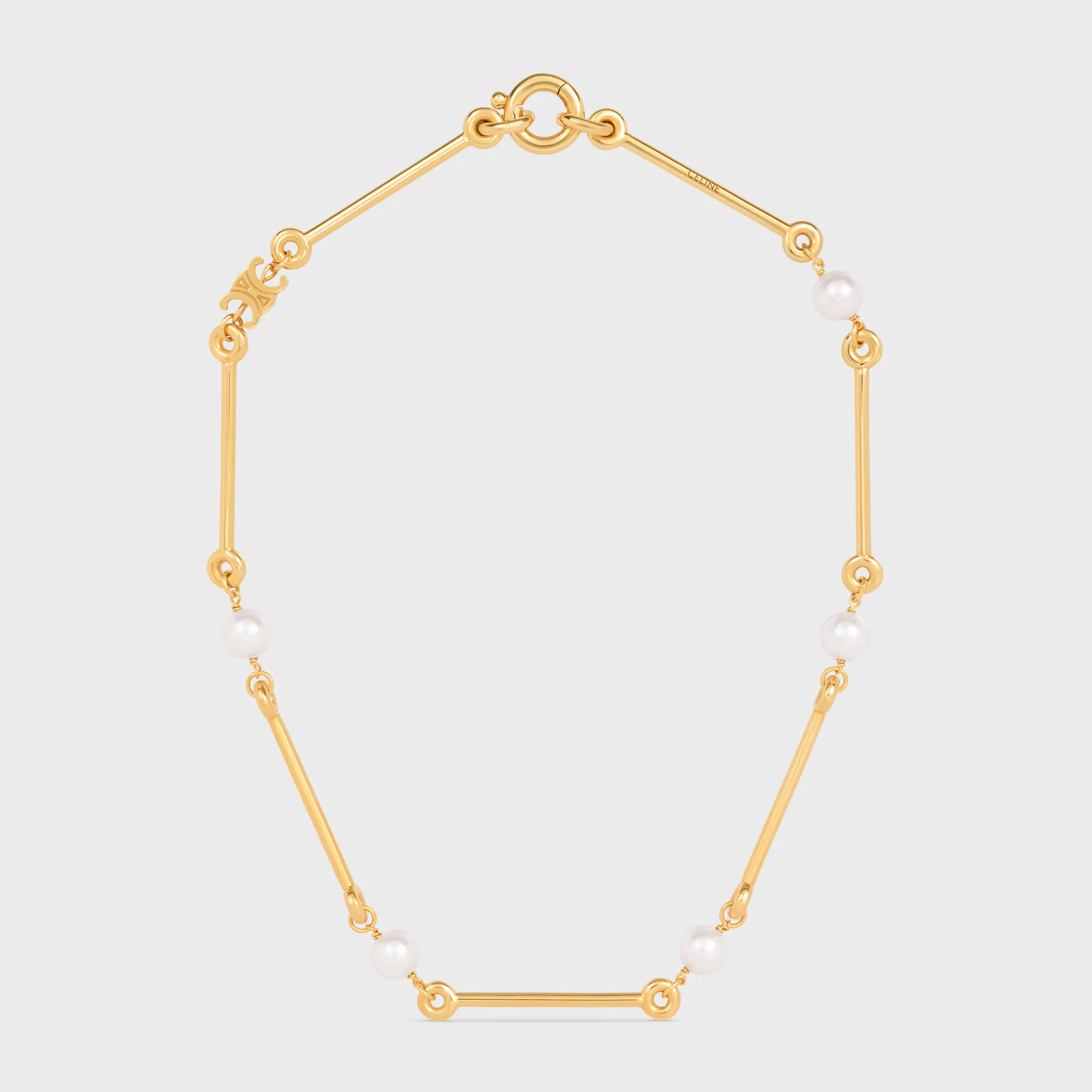 Les Perles Celine Collar Recto en Perlas de Resina y Latón con Acabado Dorado