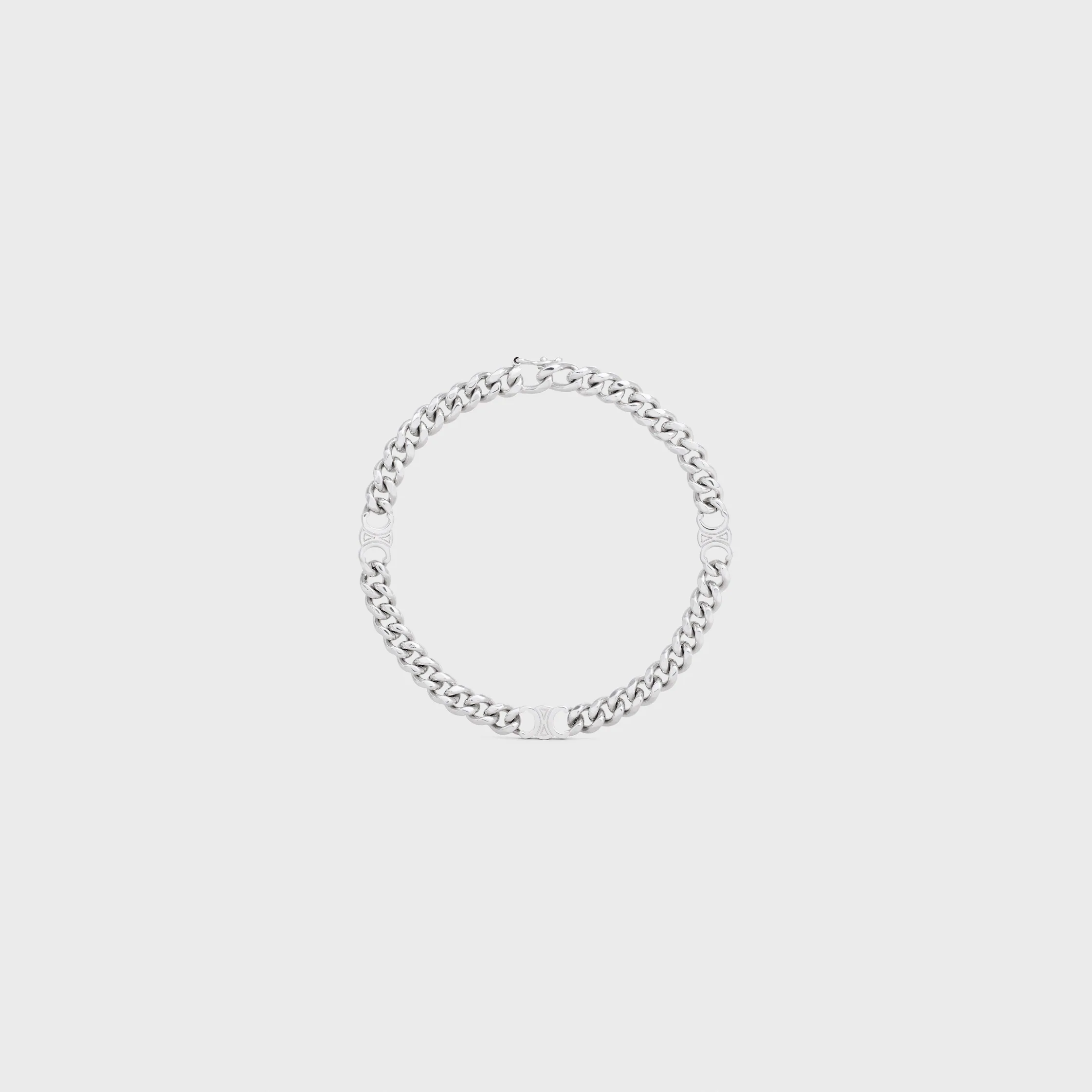Pulsera Triomphe Gourmette Pequeña en Latón con Acabado Rodio