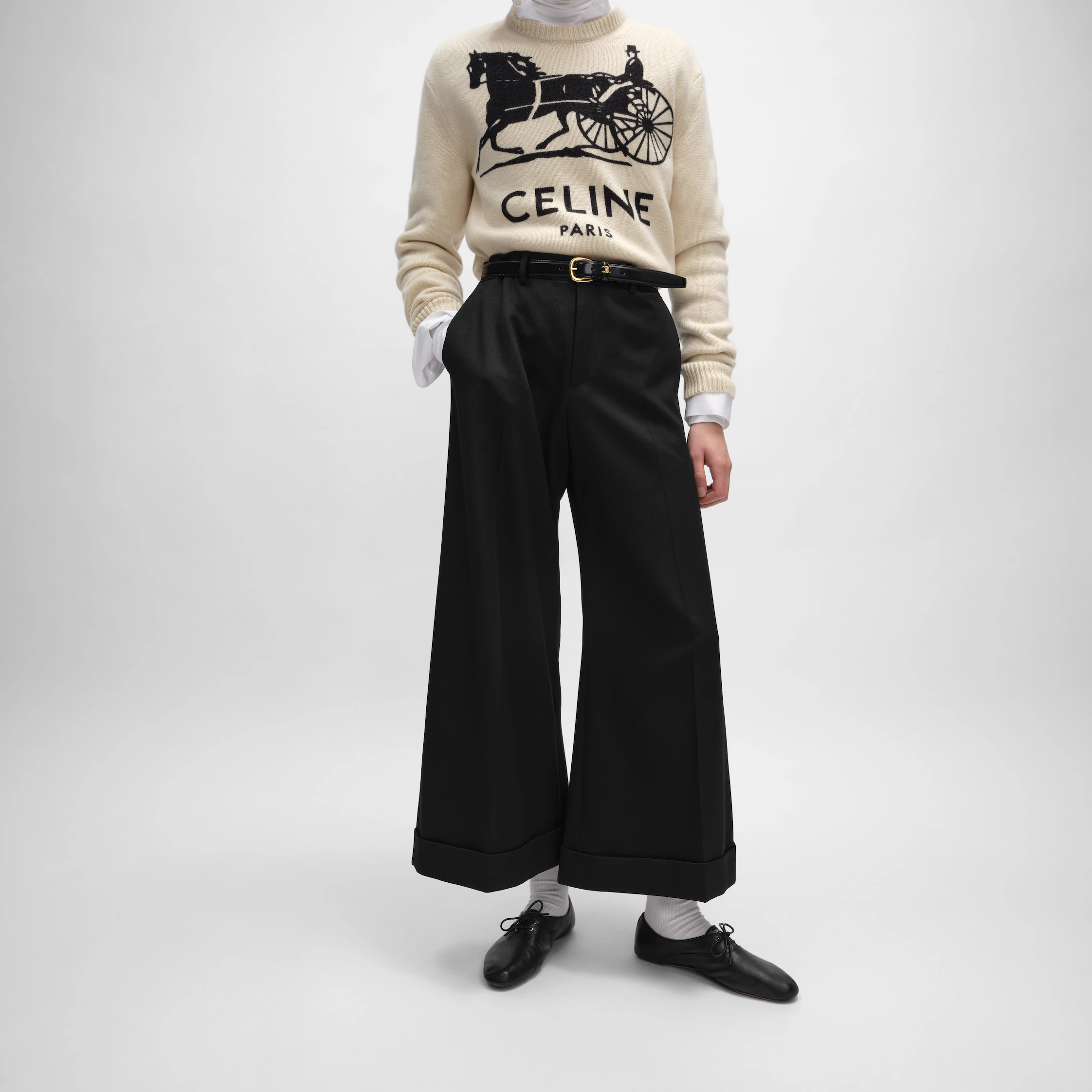 pantalones de dock en gabardina de lana y mohair