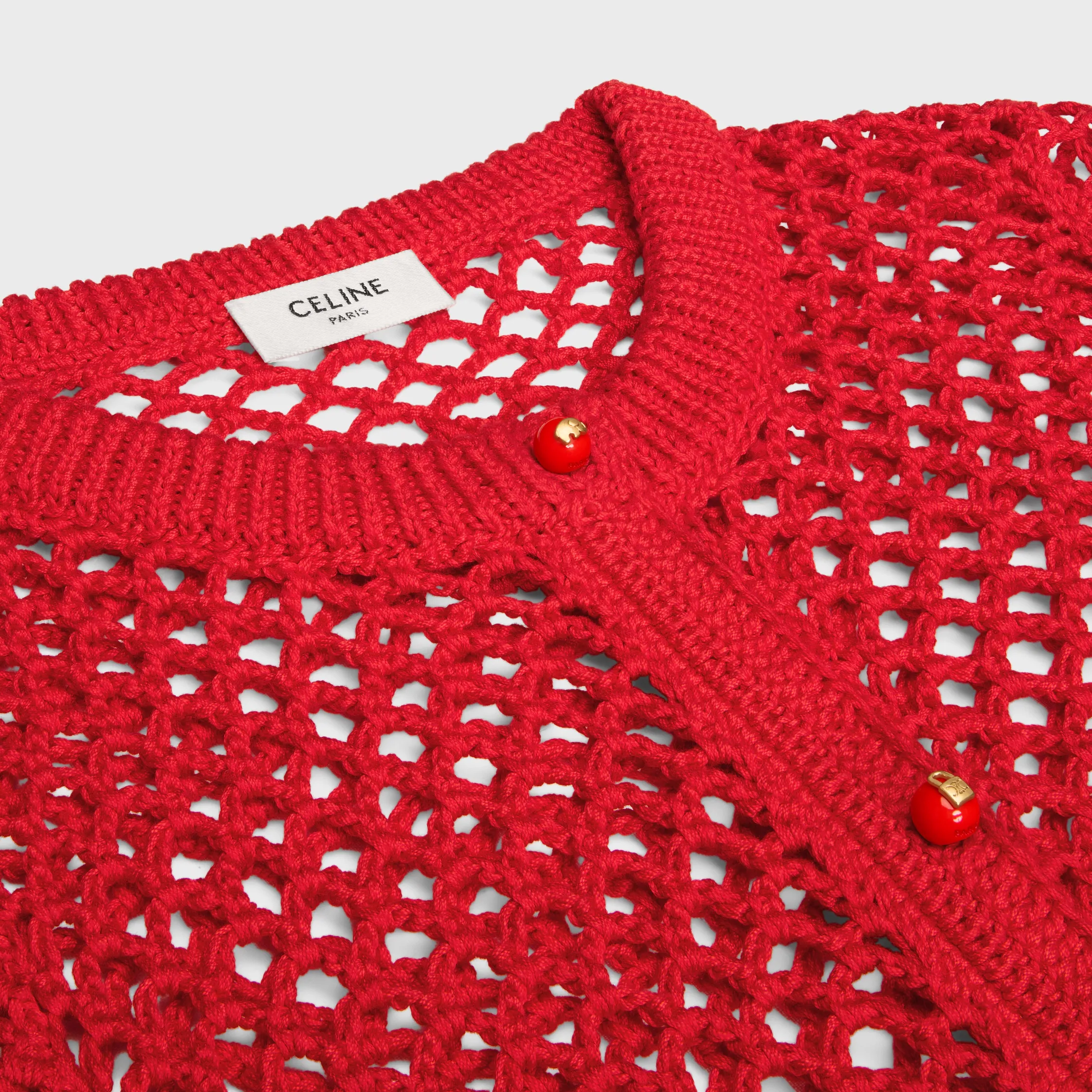 cardigan de algodón con ganchillo