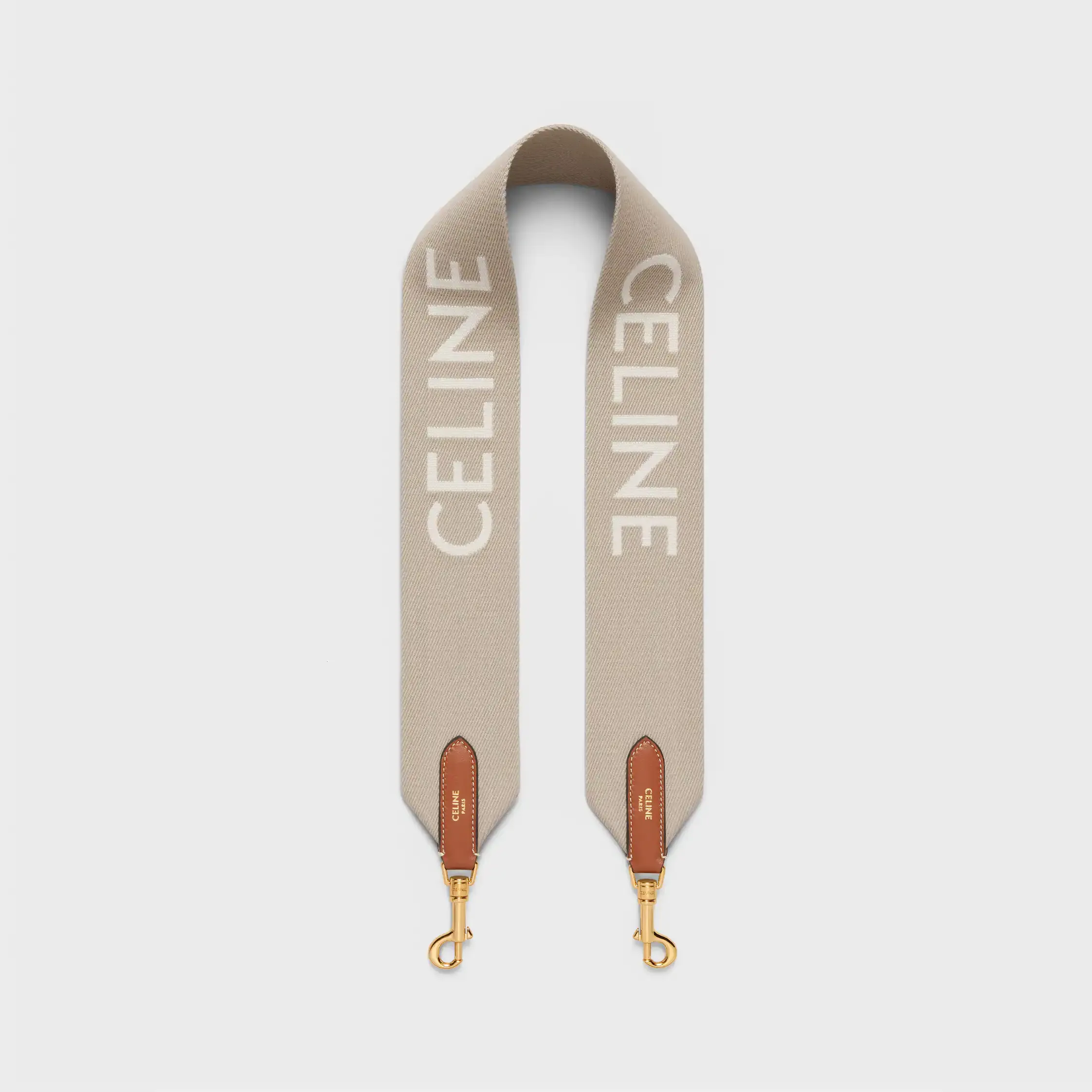 Correa corta de lana con jacquard Celine con acabado dorado
