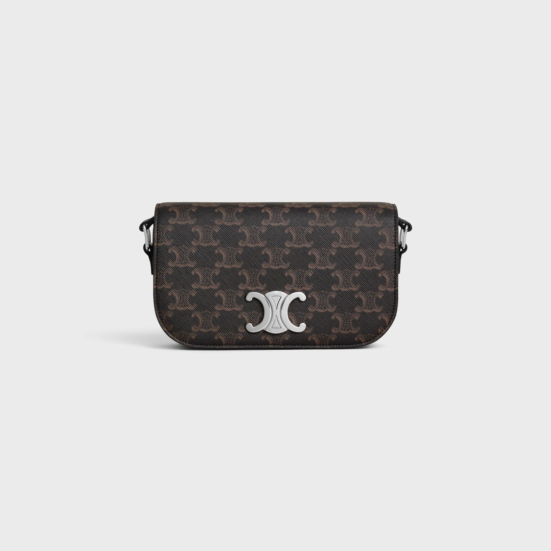 BOLSO DE HOMBRO PEQUEÑO TRIOMPHE EN TELA TRIOMPHE Y CUERO DE VACUNO