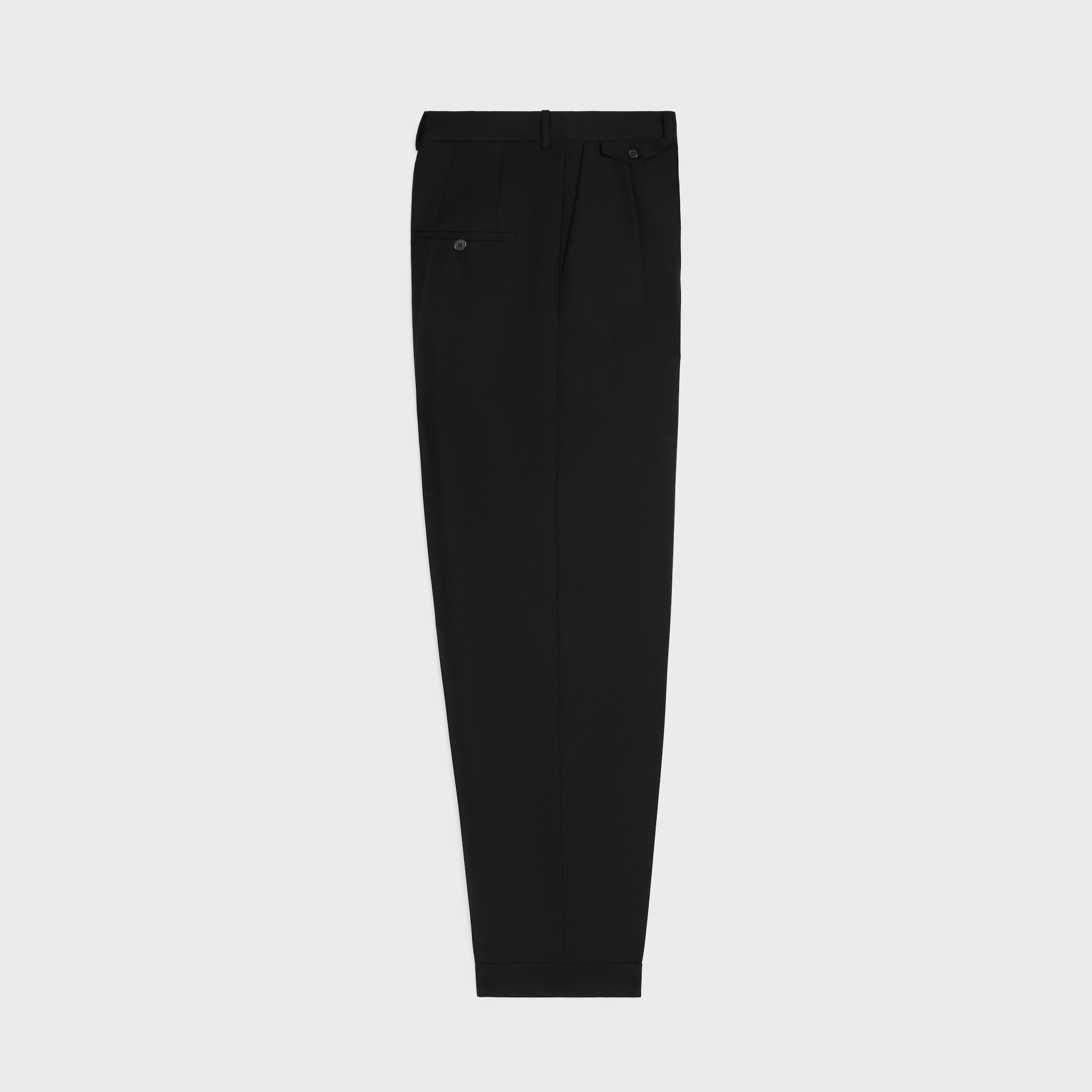 pantalones plisados en gabardina de lana