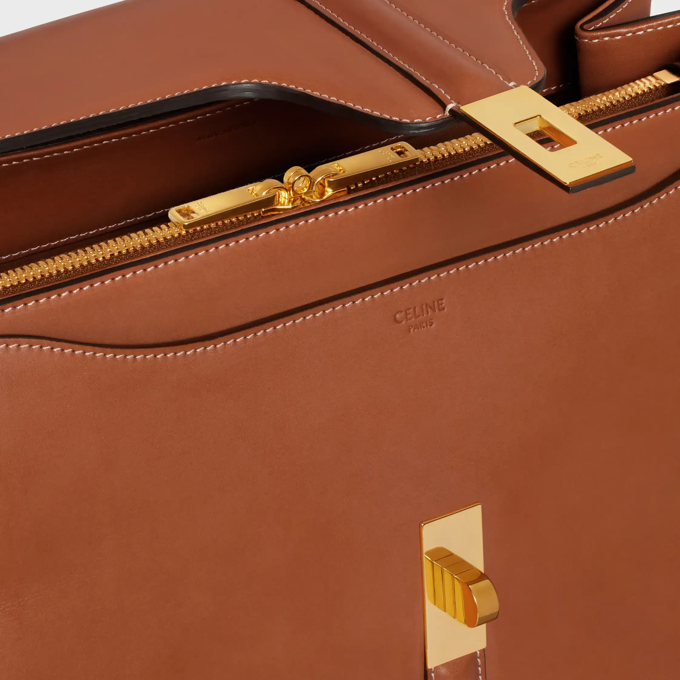 Bolso Classique 16 IN en cuero de becerro natural
