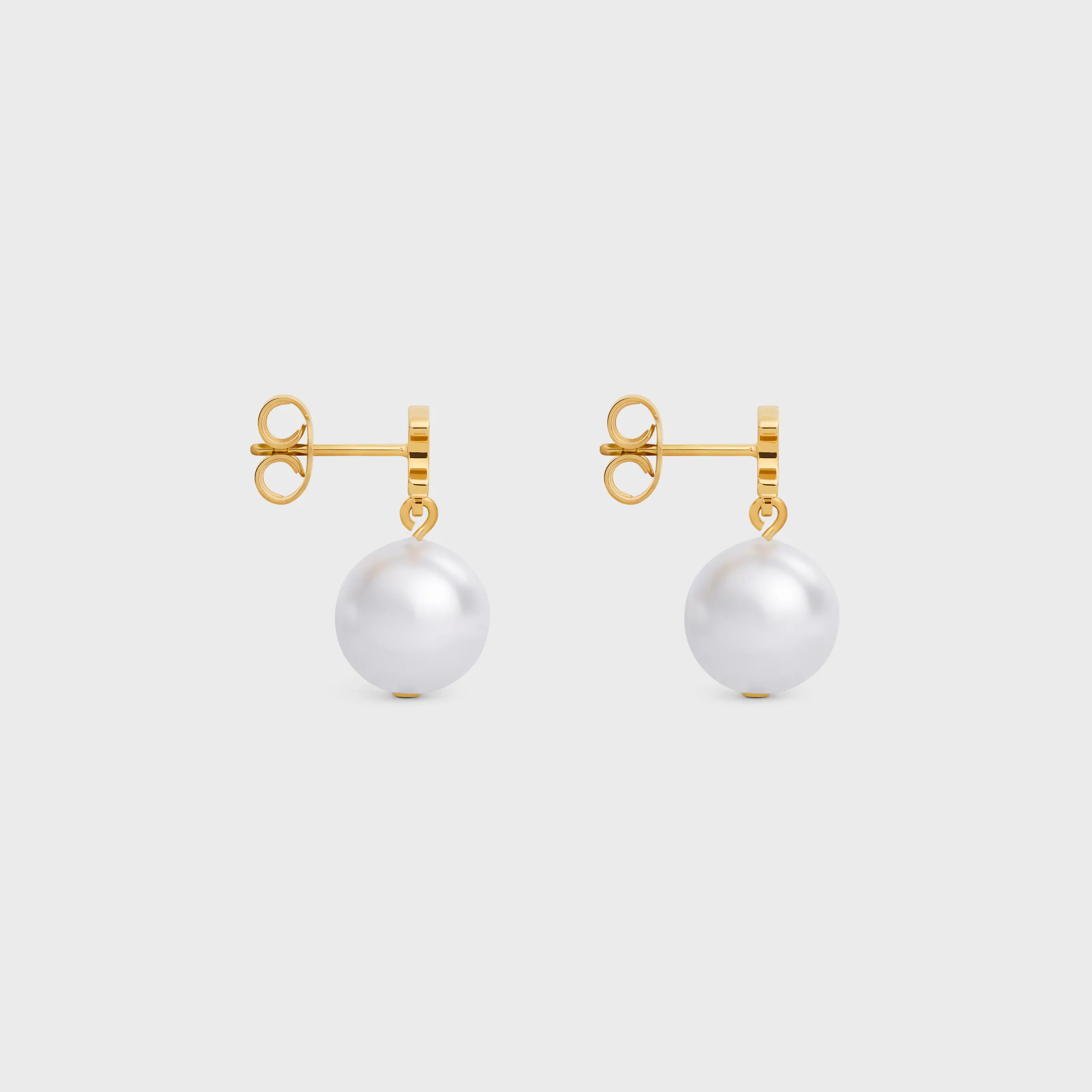 Auriculares Les Perles Celine en latón con acabado dorado y perlas de resina
